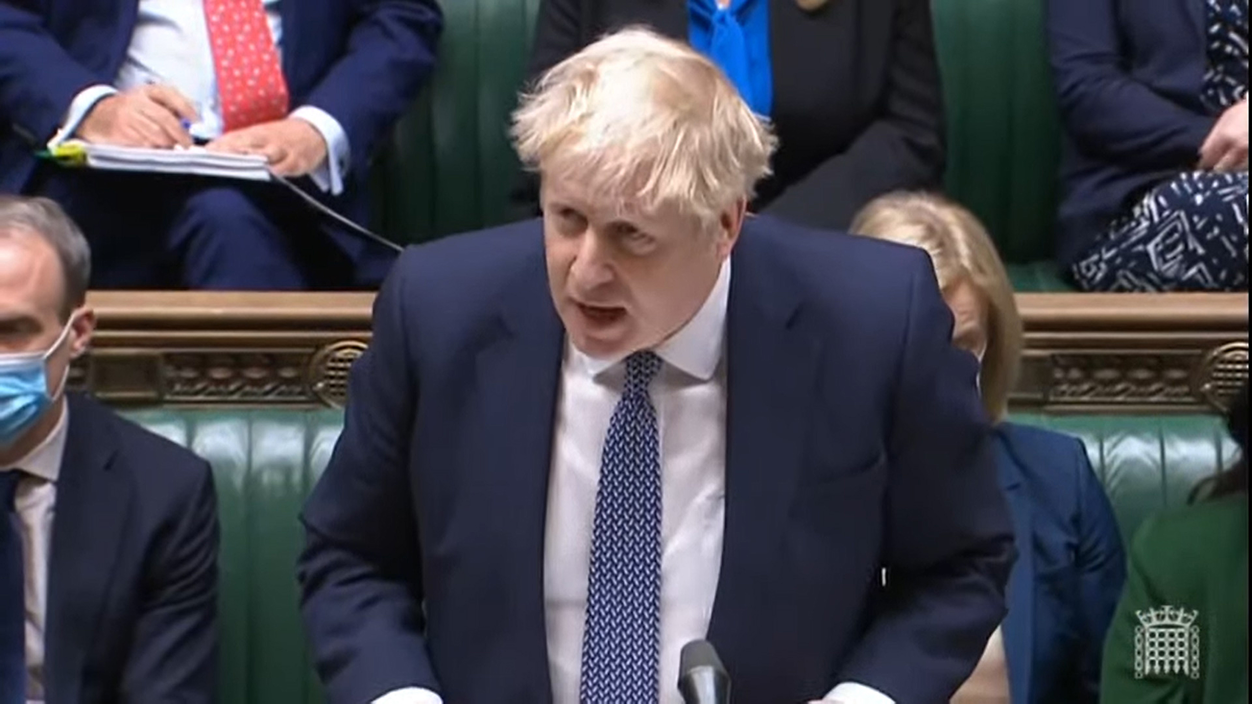 Prime Minister Boris Johnson speaks during speaks during Prime Minister's Questions in the House of Commons, London. Picture date: Wednesday January 12, 2022. 