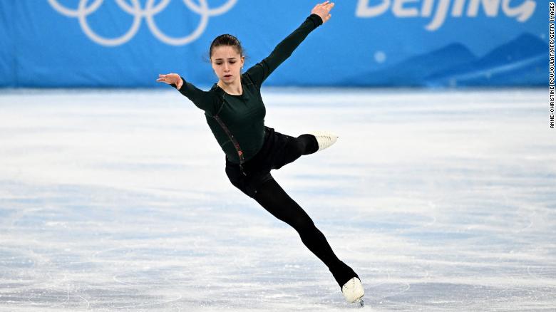 Russia's Kamila Valieva attends a training session on Feb. 11.