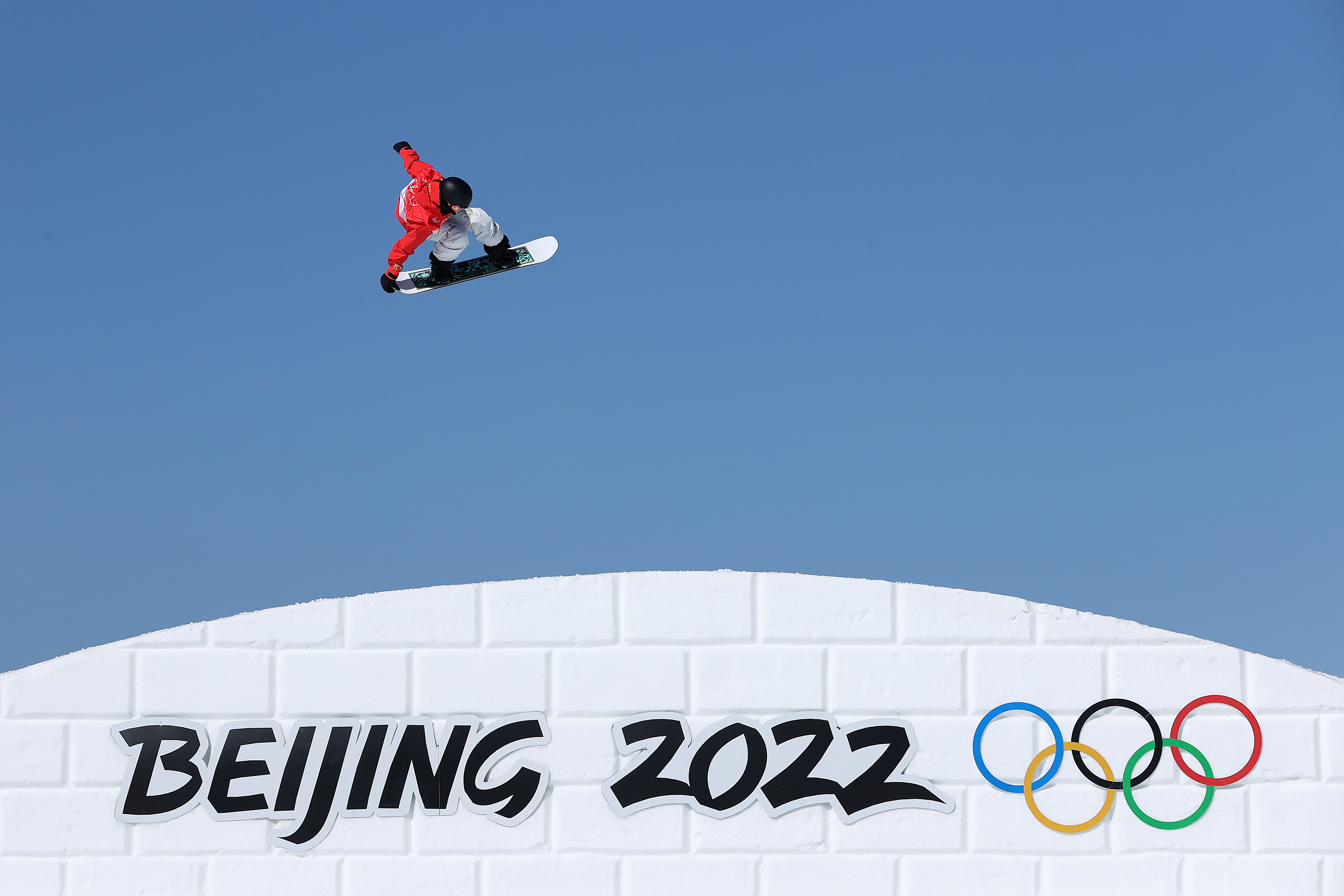 Japan's Kokomo Murase performs a trick during the women's snowboard slopestyle qualification on February 5.