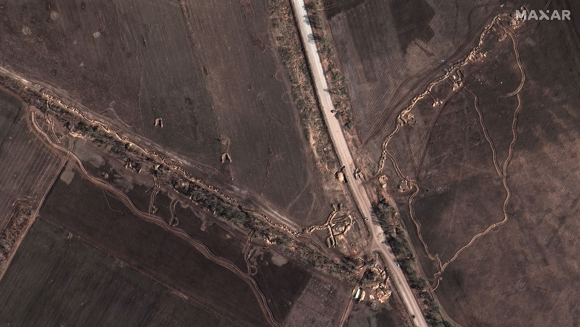 Overview of Russian defenses in Hoholivka, Zaporizhzhia region, Ukraine on April 26.