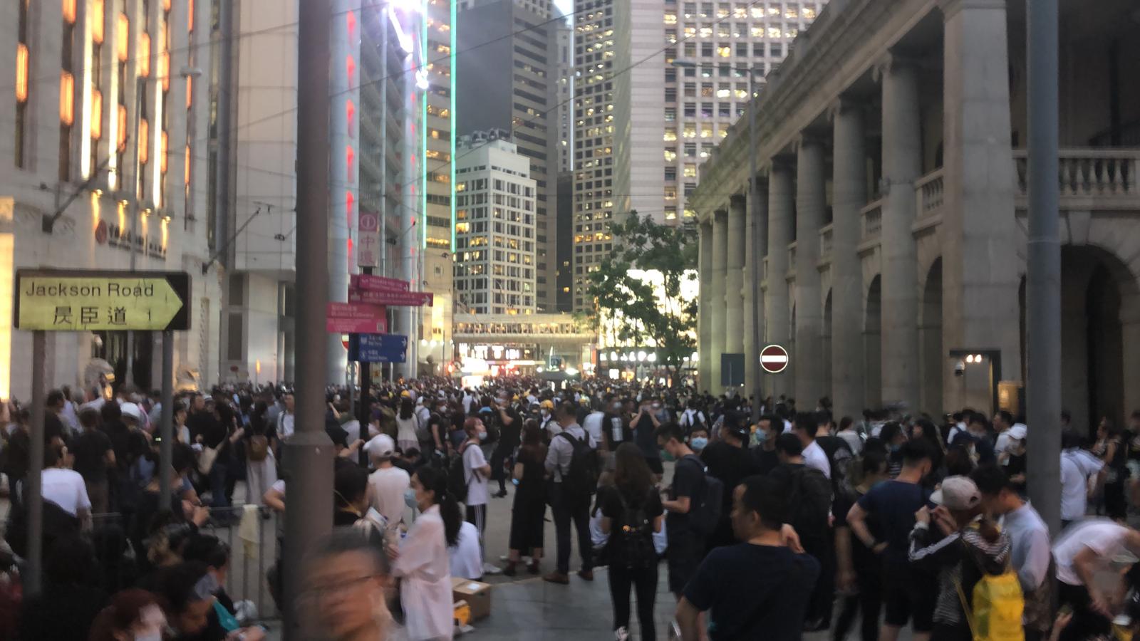 Protesters move into Central district in Hong Kong.