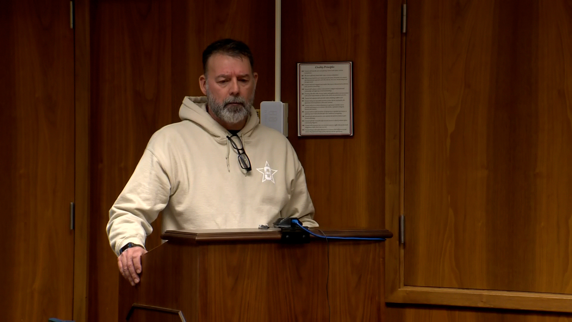Buck Myre delivers a victim impact statement at Ethan Crumbley's sentencing on Friday.