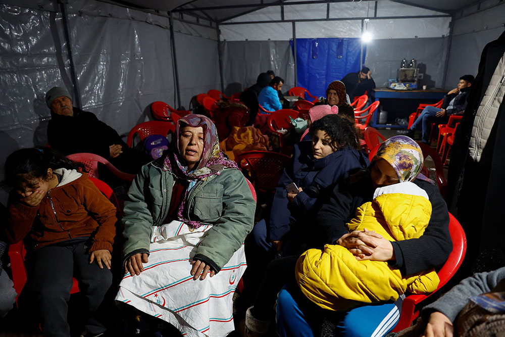 People displaced by the earthquake take shelter in Osmaniye, Turkey.