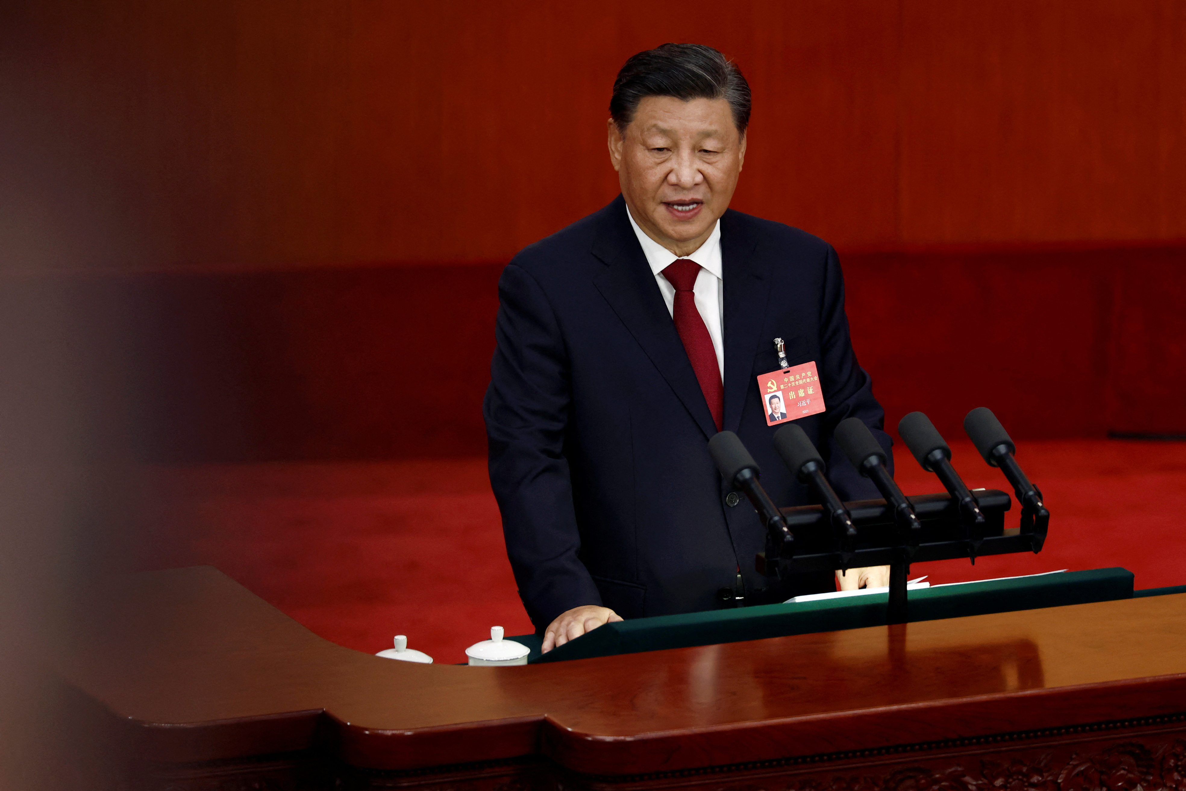 Chinese President Xi Jinping speaks during the opening ceremony of the 20th National Congress of the Communist Party of China, at the Great Hall of the People in Beijing on October 16.