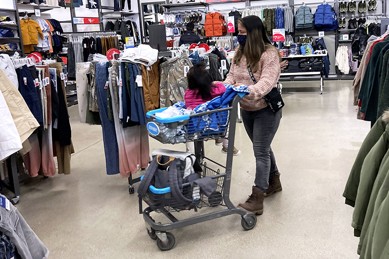 A customer shops at a retail store in Vernon Hills, Illinois, in November 2021. 