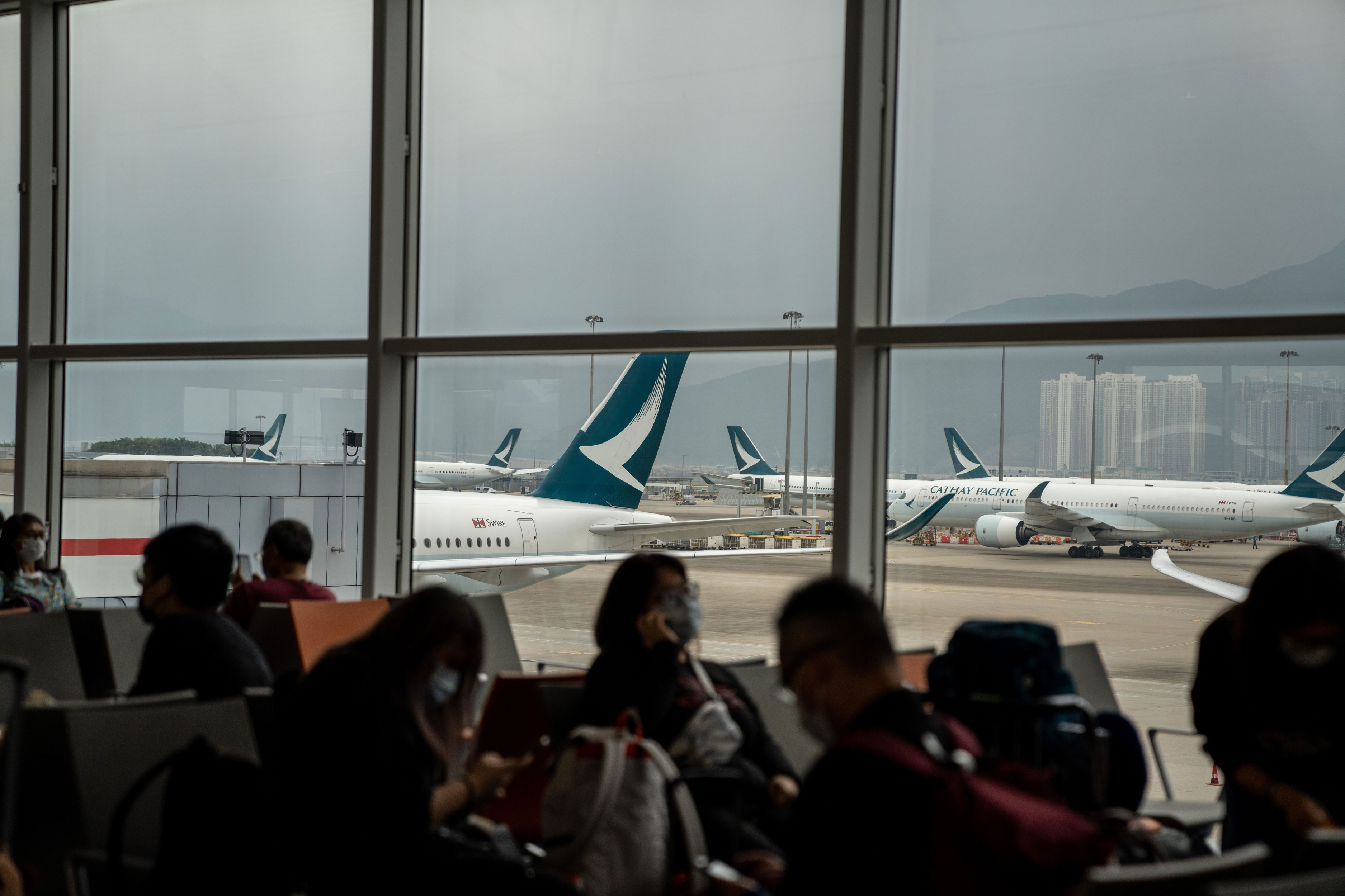 Cathay Pacific planes seen on ground at Hong Kong International Airport in this file photo from Nov. 29.