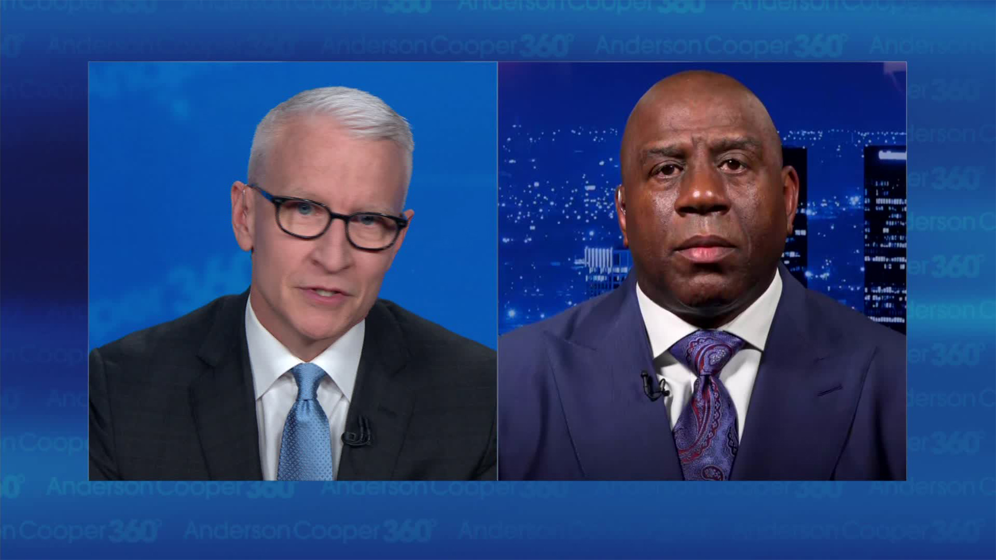 CNN's Anderson Cooper and Earvin "Magic" Johnson 