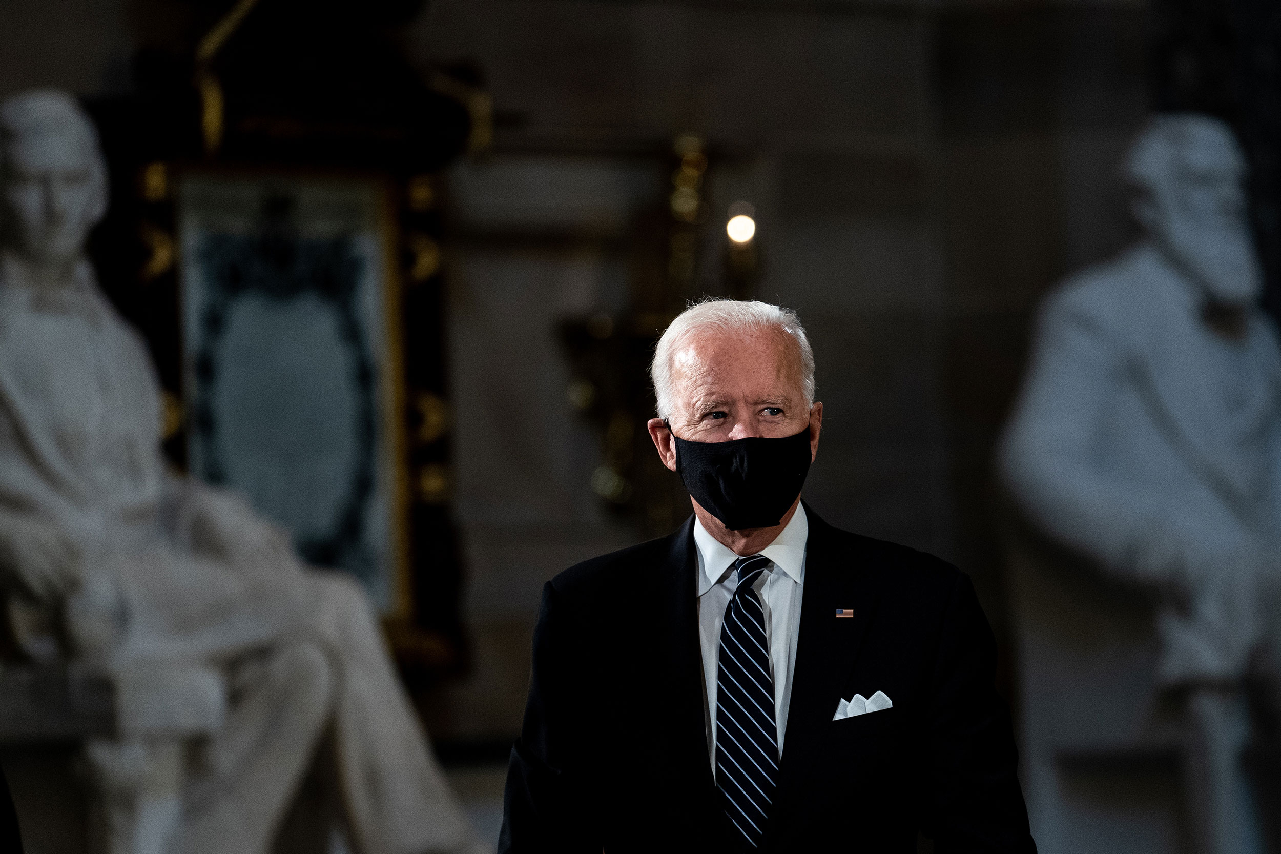 Joe Biden attends a memorial service for Ruth Bader Ginsburg in the Statuary Hall at the US Capitol on Friday, September 25.