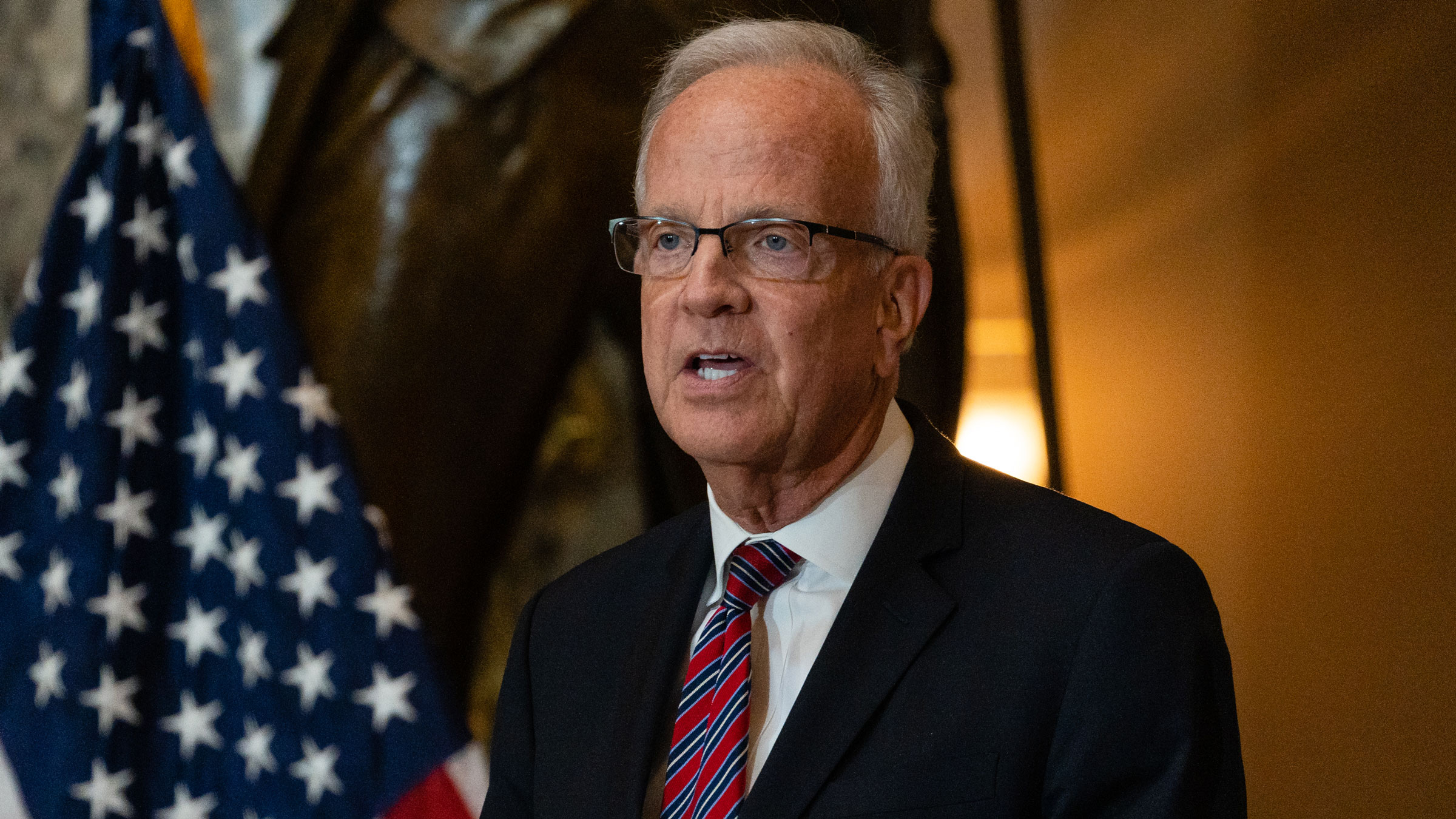 US Sen. Jerry Moran speaks at the US Capitol on Wednesday.