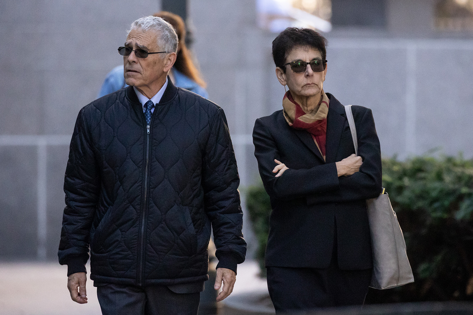 Barbara Fried and Allan Joseph Bankman, parents of FTX Co-Founder Sam Bankman-Fried, arrive at court in New York, US, on October 13.
