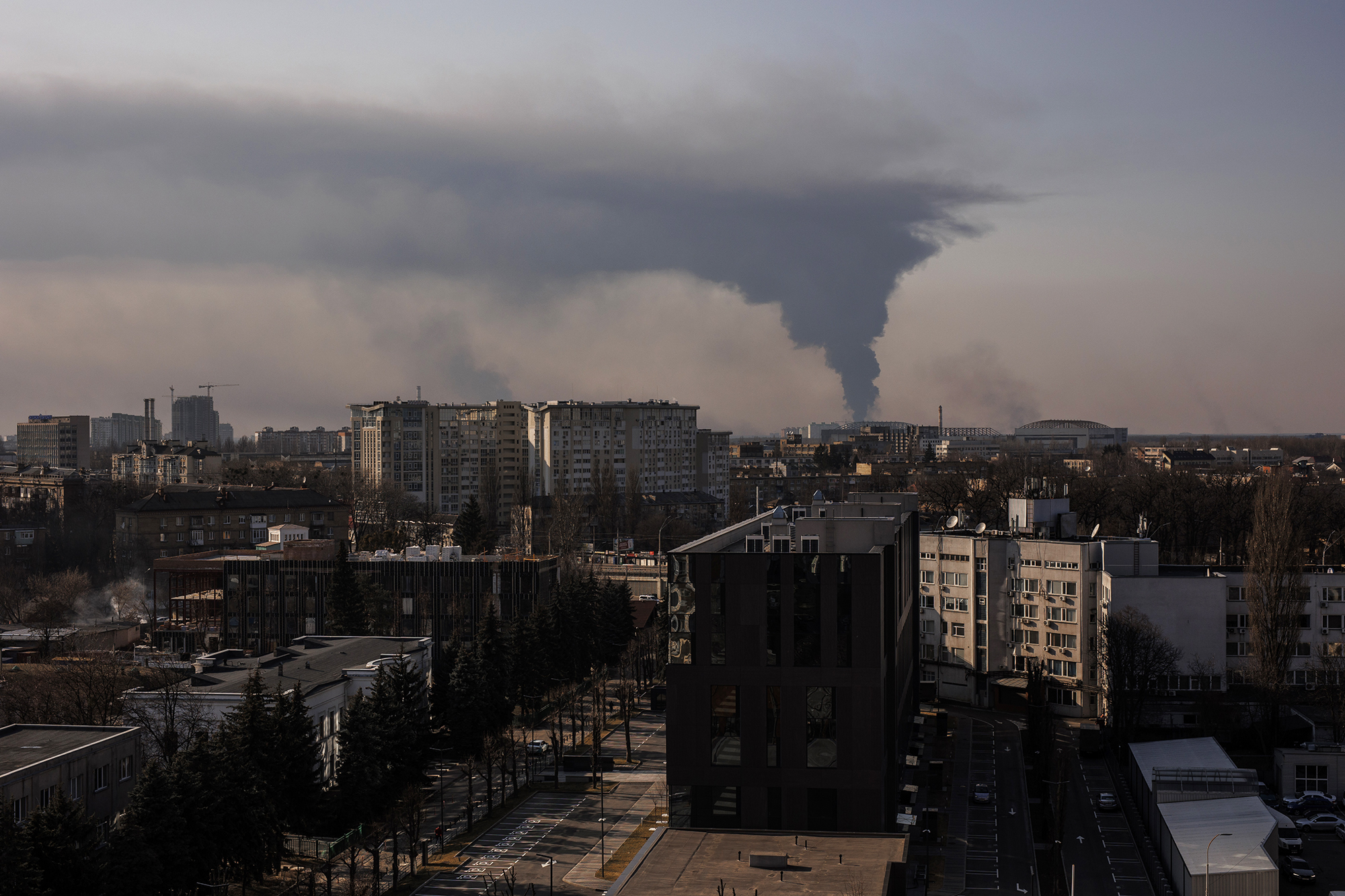Smoke rises above residential areas of Kyiv, Ukraine following Russian attacks on March 25. 