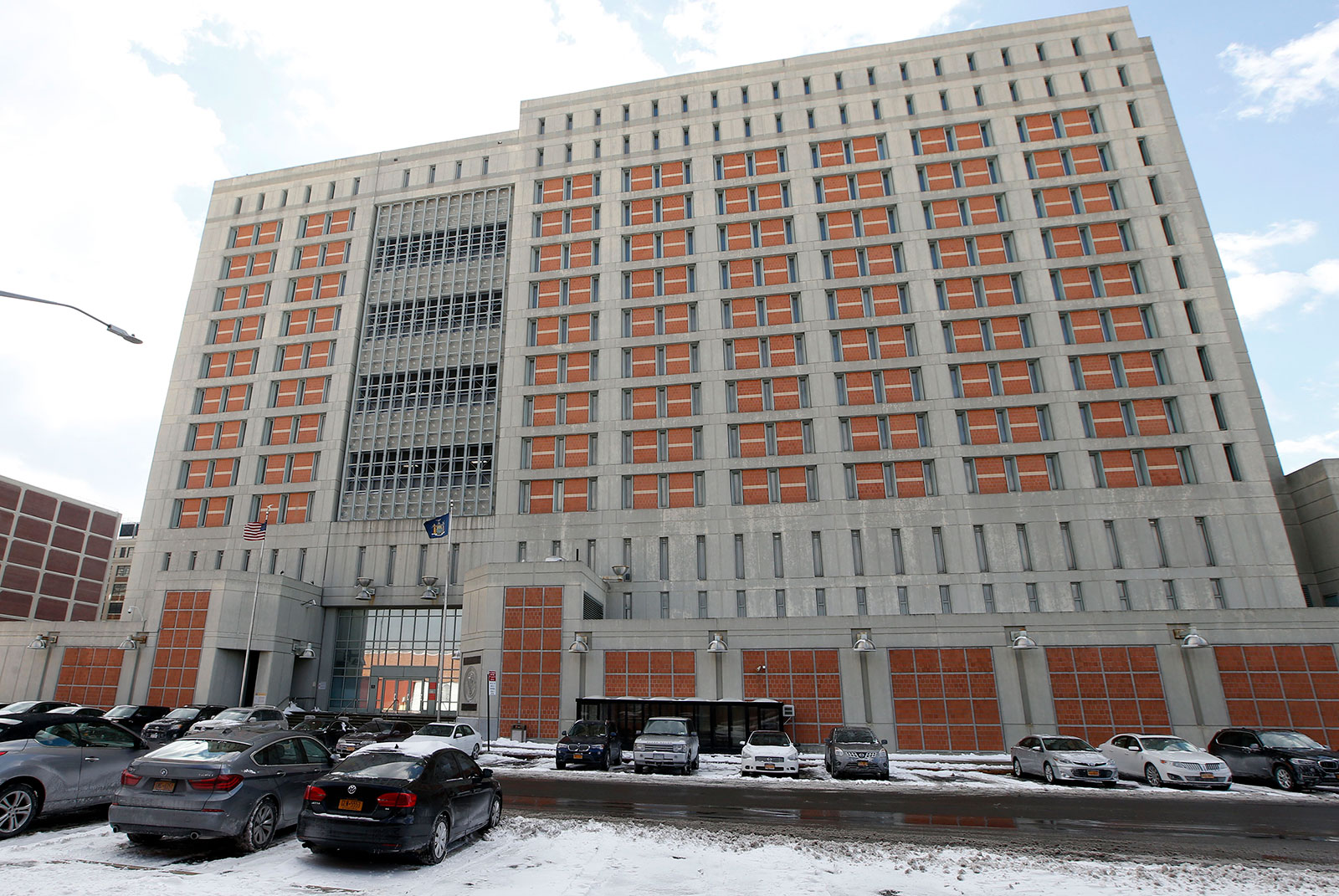 The exterior of the Metropolitan Detention Center in Brooklyn, New York. 