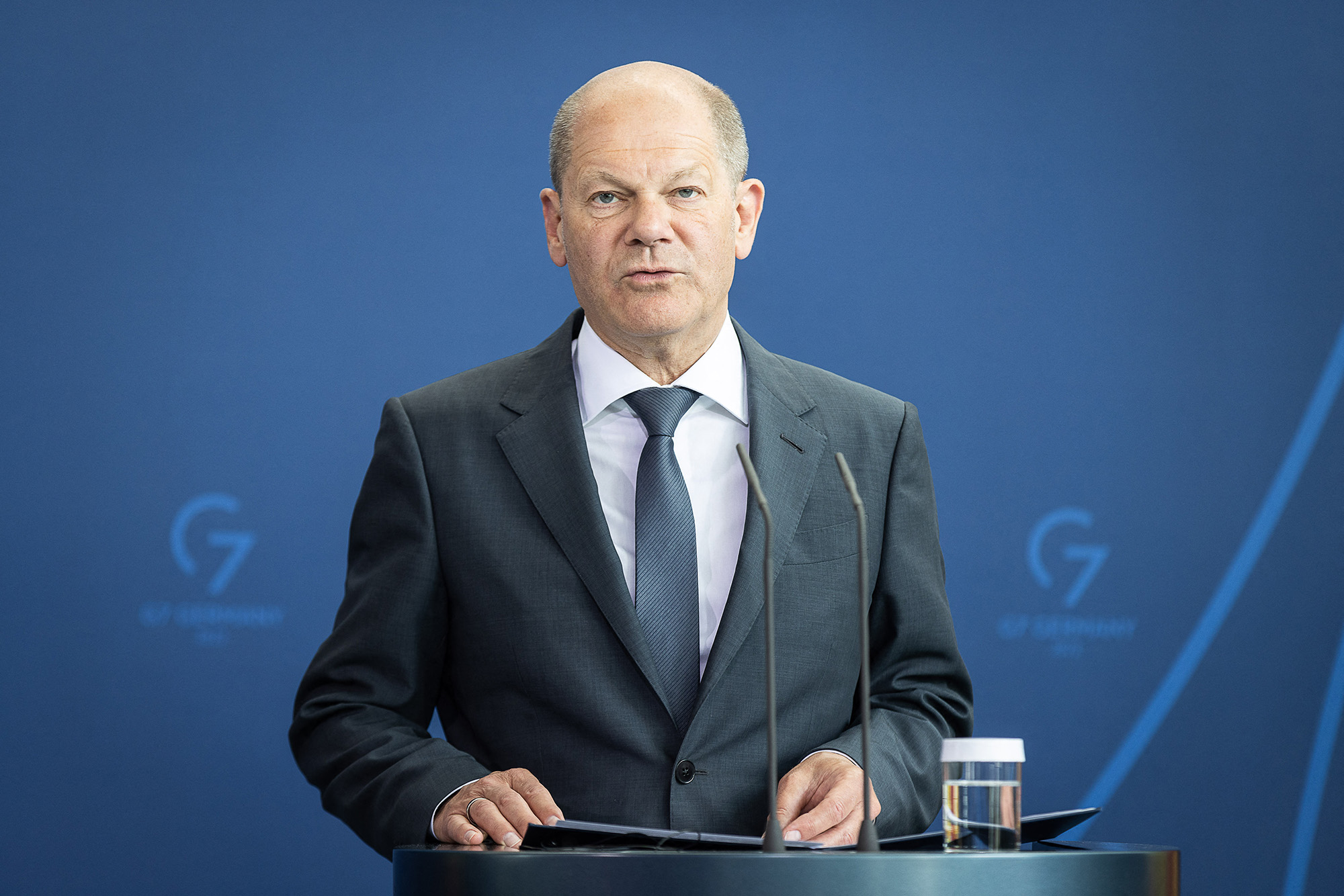 Chancellor of Germany Olaf Scholz pictured during a visit to the Bundeskanzleramt in Berlin, Germany, on 10 May