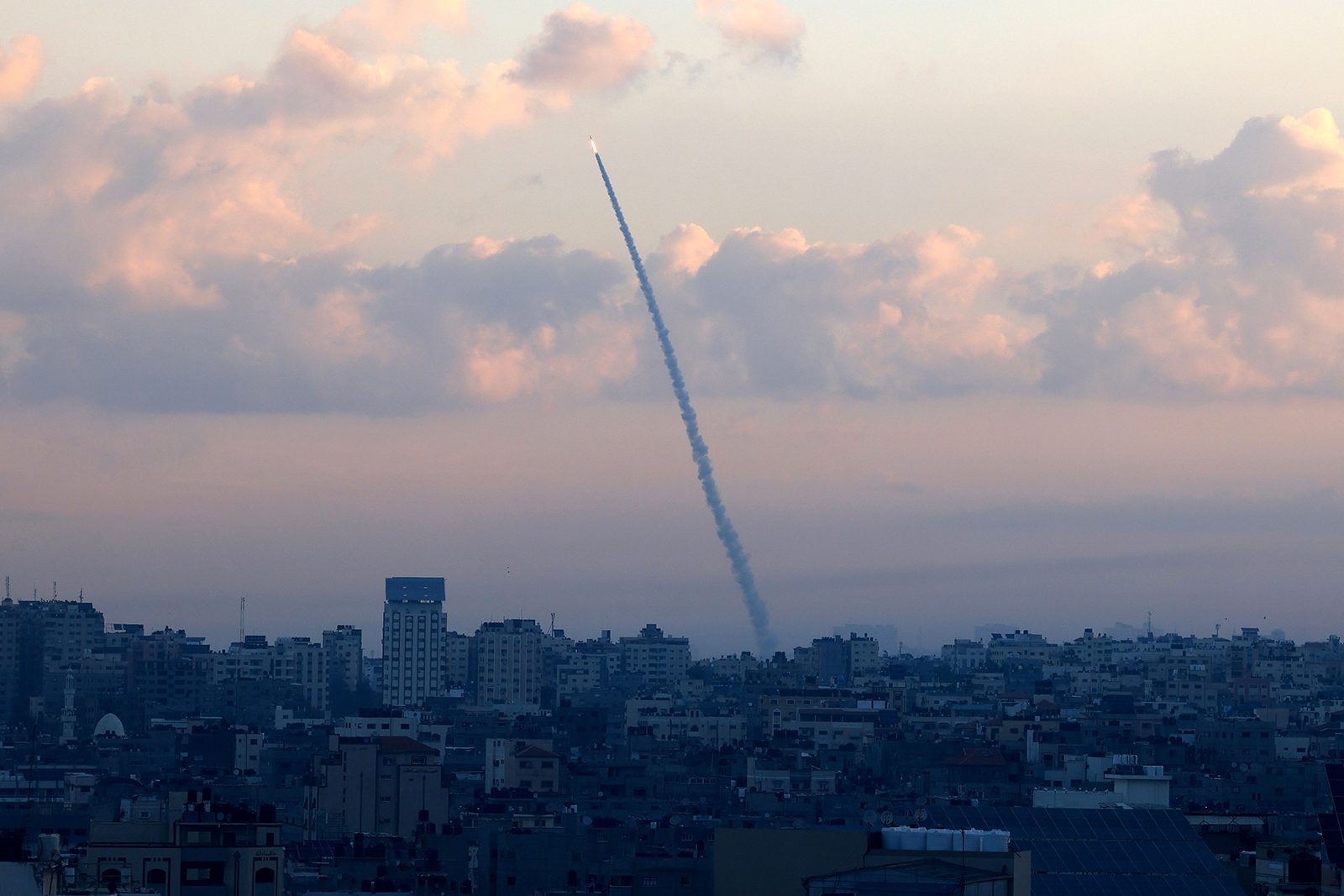 Rockets are fired toward Israel from Gaza on Saturday, October 7. 