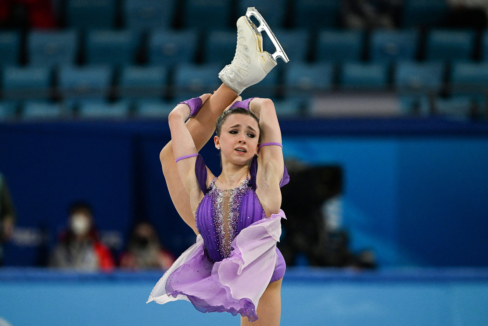 Russia's Kamila Valieva competes in the women's single skating short program of the figure skating team event on Sunday.