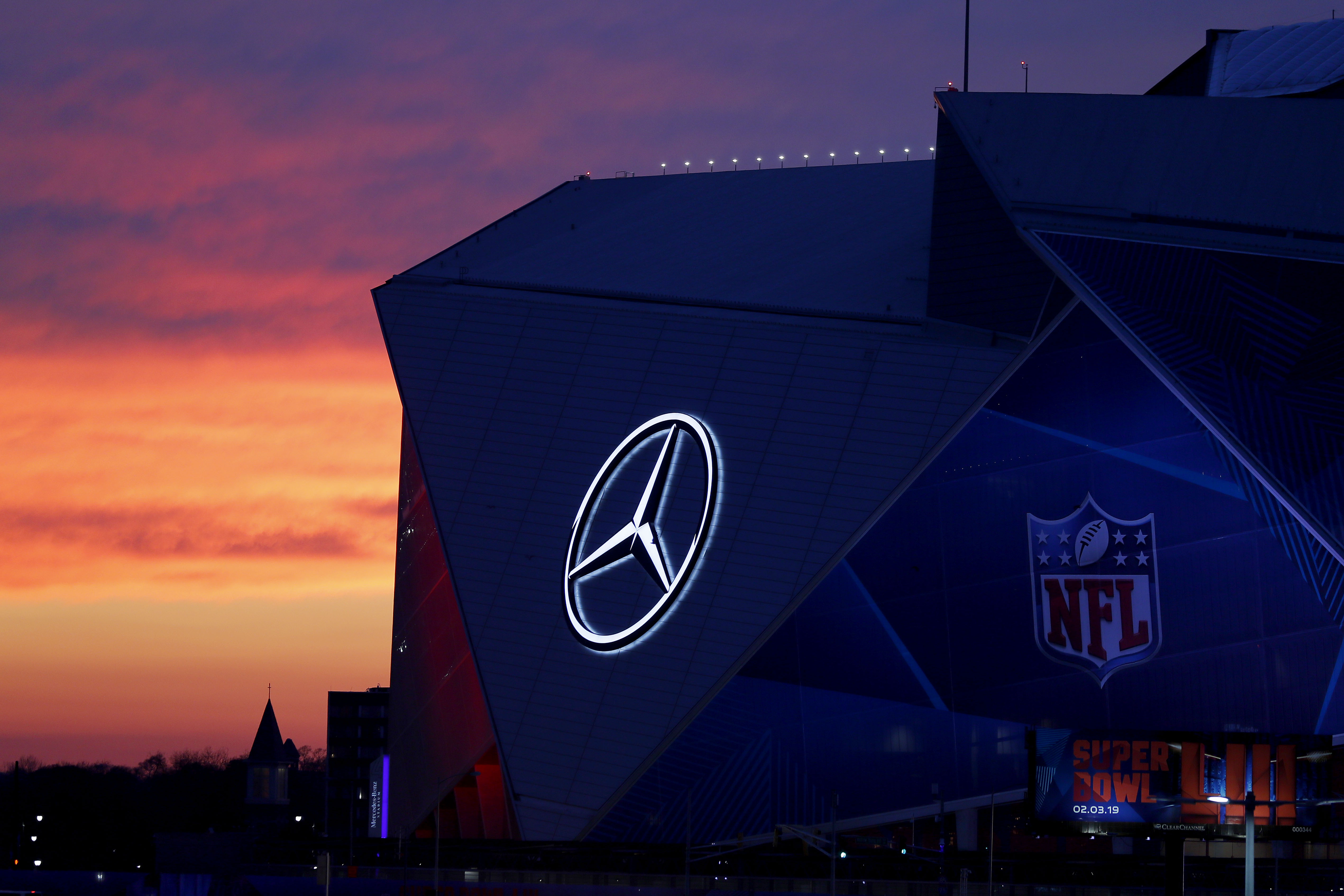 The Mercedes-Benz Stadium in Atlanta, Georgia, where the Super Bowl will be played on Sunday.