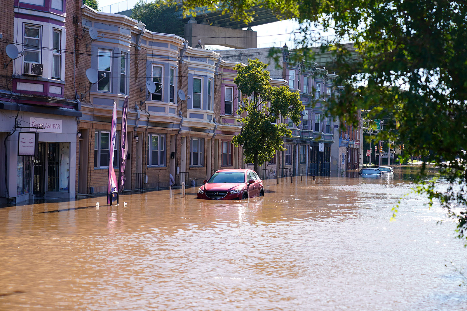 A flooded street in the East Falls neighborhood of Philadelphia on September 2.