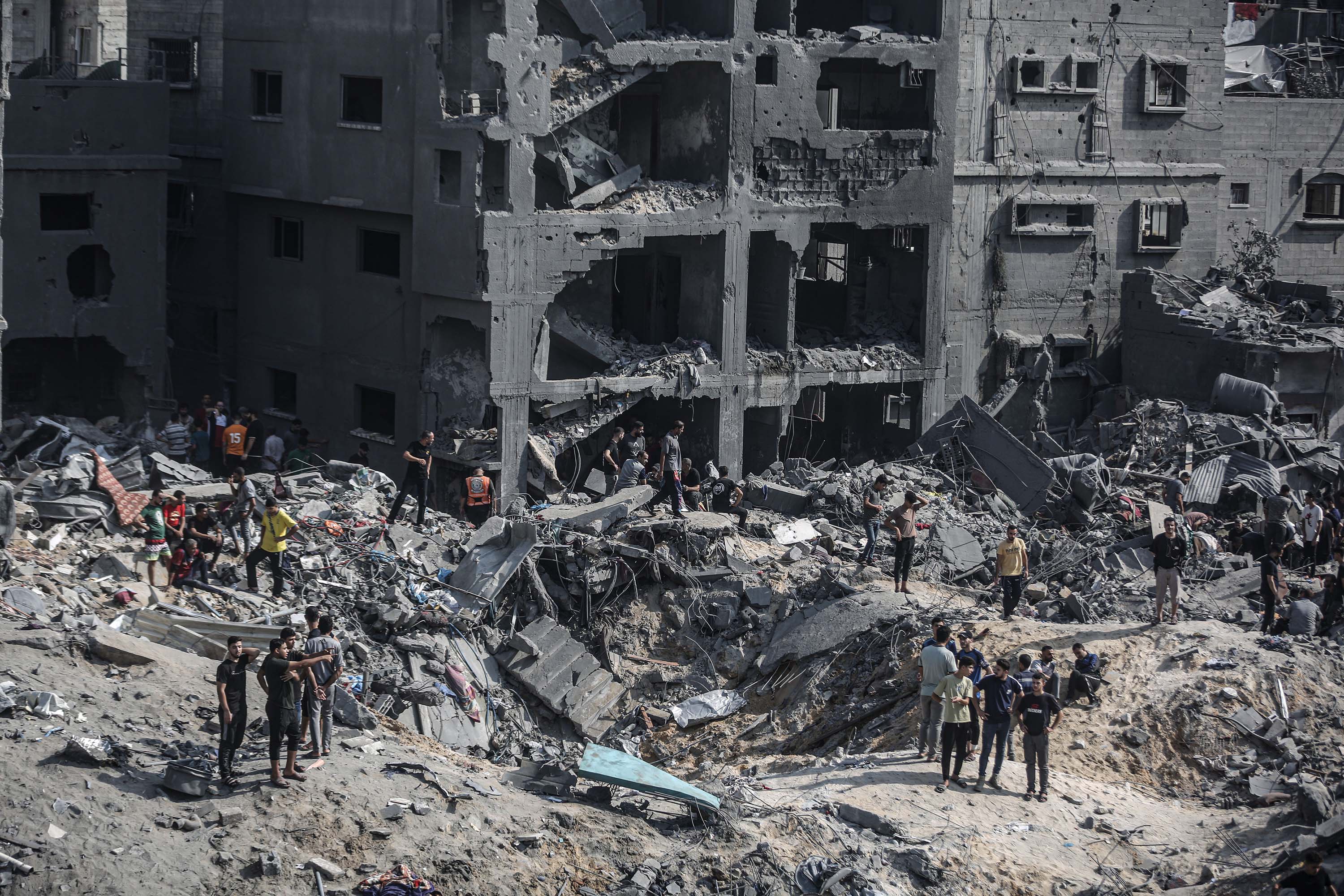 Palestinians conduct a search and rescue operation after the second bombardment of the Israeli army in the last 24 hours at Jabalya refugee camp in Gaza City, Gaza on November 1.