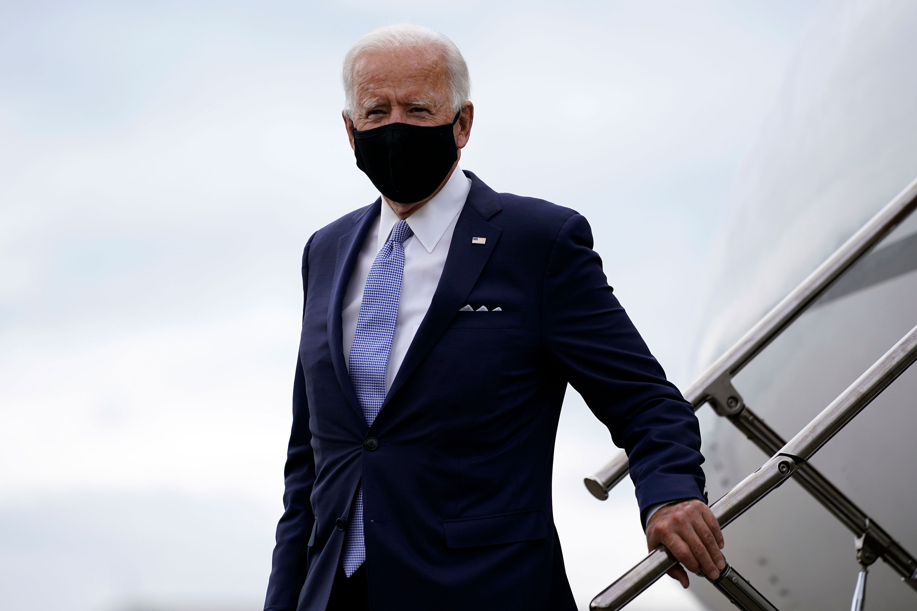 Democratic presidential candidate Joe Biden arrives at the Allegheny County Airport before speaking at a campaign event on August 31 in Pittsburgh, Pennsylvania.