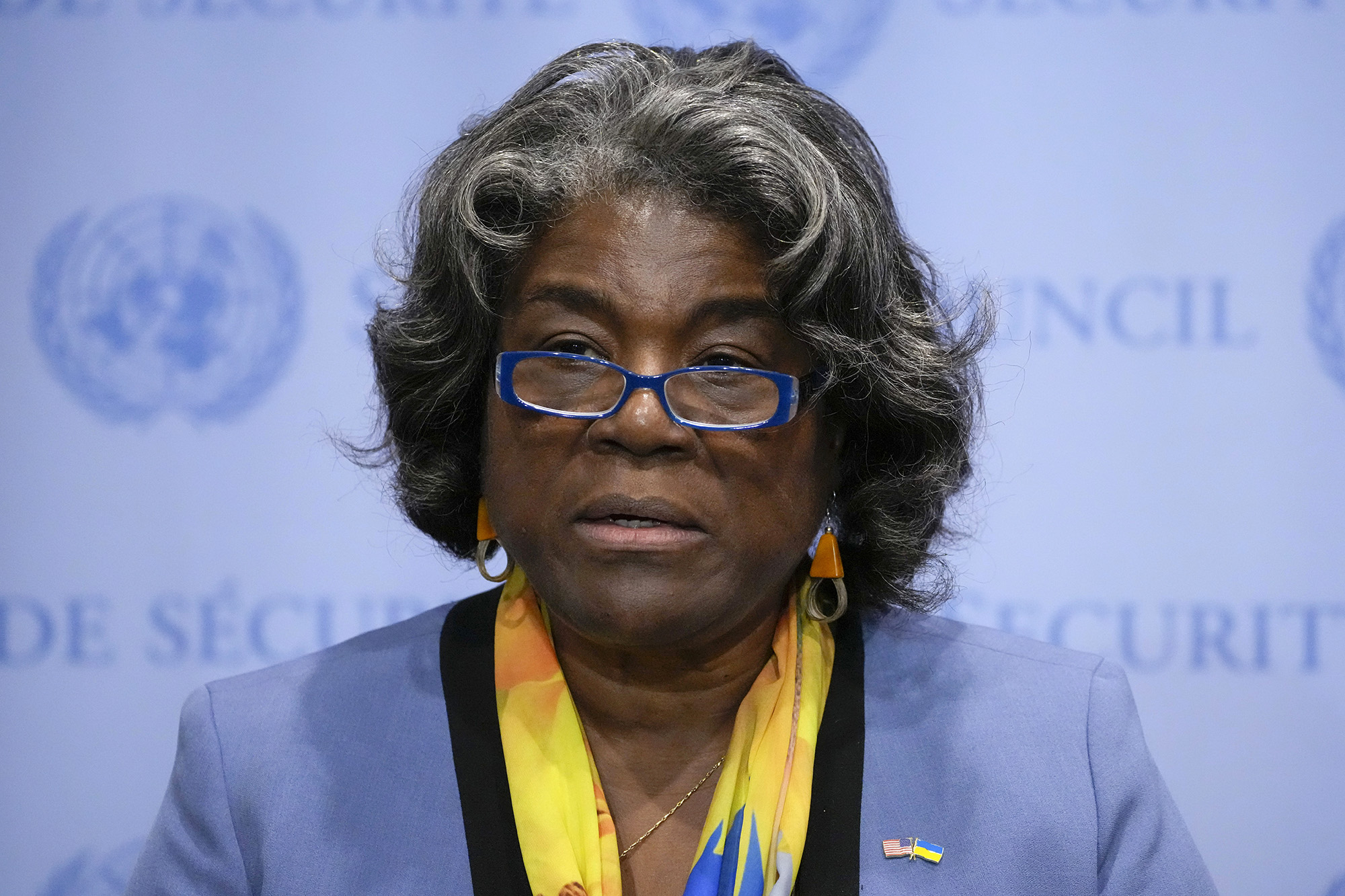 Linda Thomas-Greenfield speaks after a meeting of the United Nations Security Council to discuss the war in Ukraine, on August 24, at United Nations headquarters in New York.