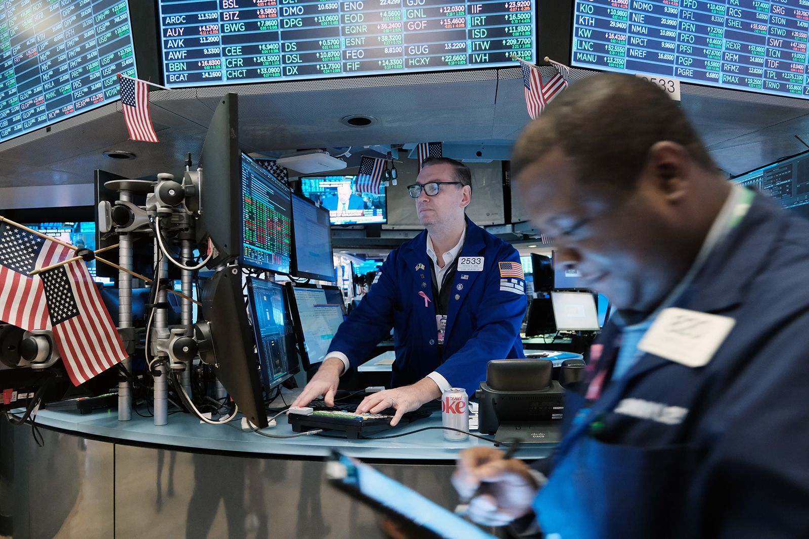 Traders working on the floor of the New York Stock Exchange today.