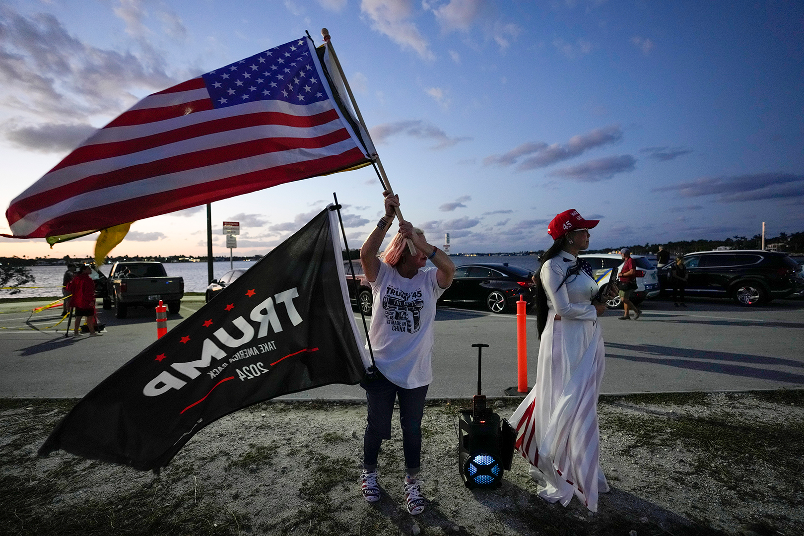 Crowd shows support for Trump near Mar-a-Lago following indictment
