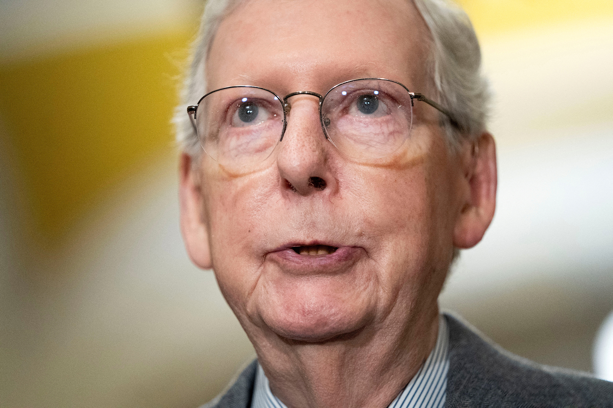 U.S. Senate Minority Leader Mitch McConnell speaks with reporters following the Senate Republicans weekly policy lunch on Capitol Hill in Washington D.C, on March 6.