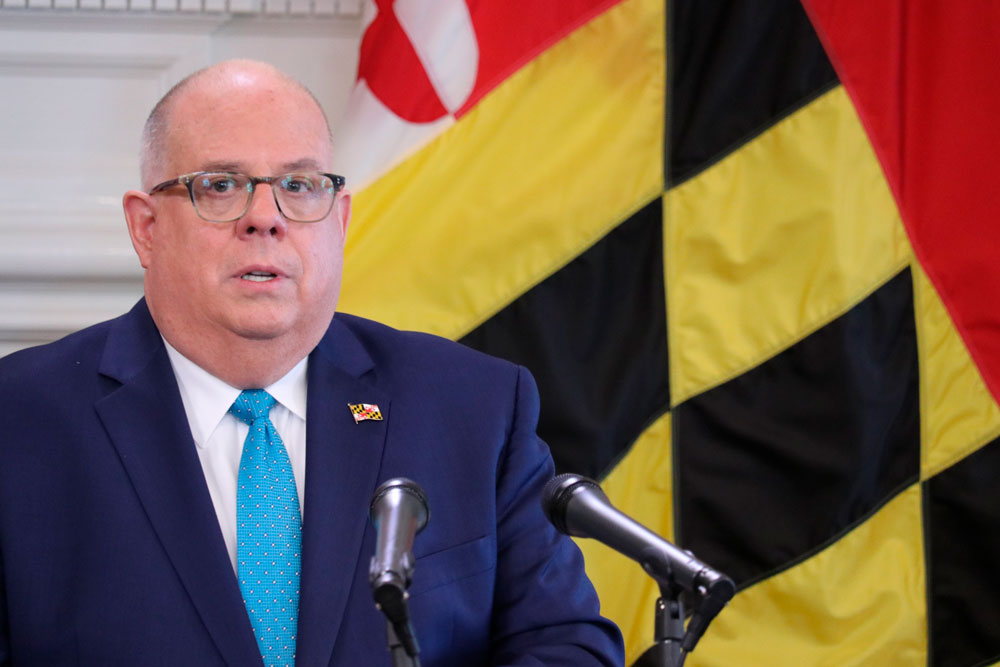 Maryland Gov. Larry Hogan speaks at a news conference in Annapolis, Maryland, Wednesday, May 13.