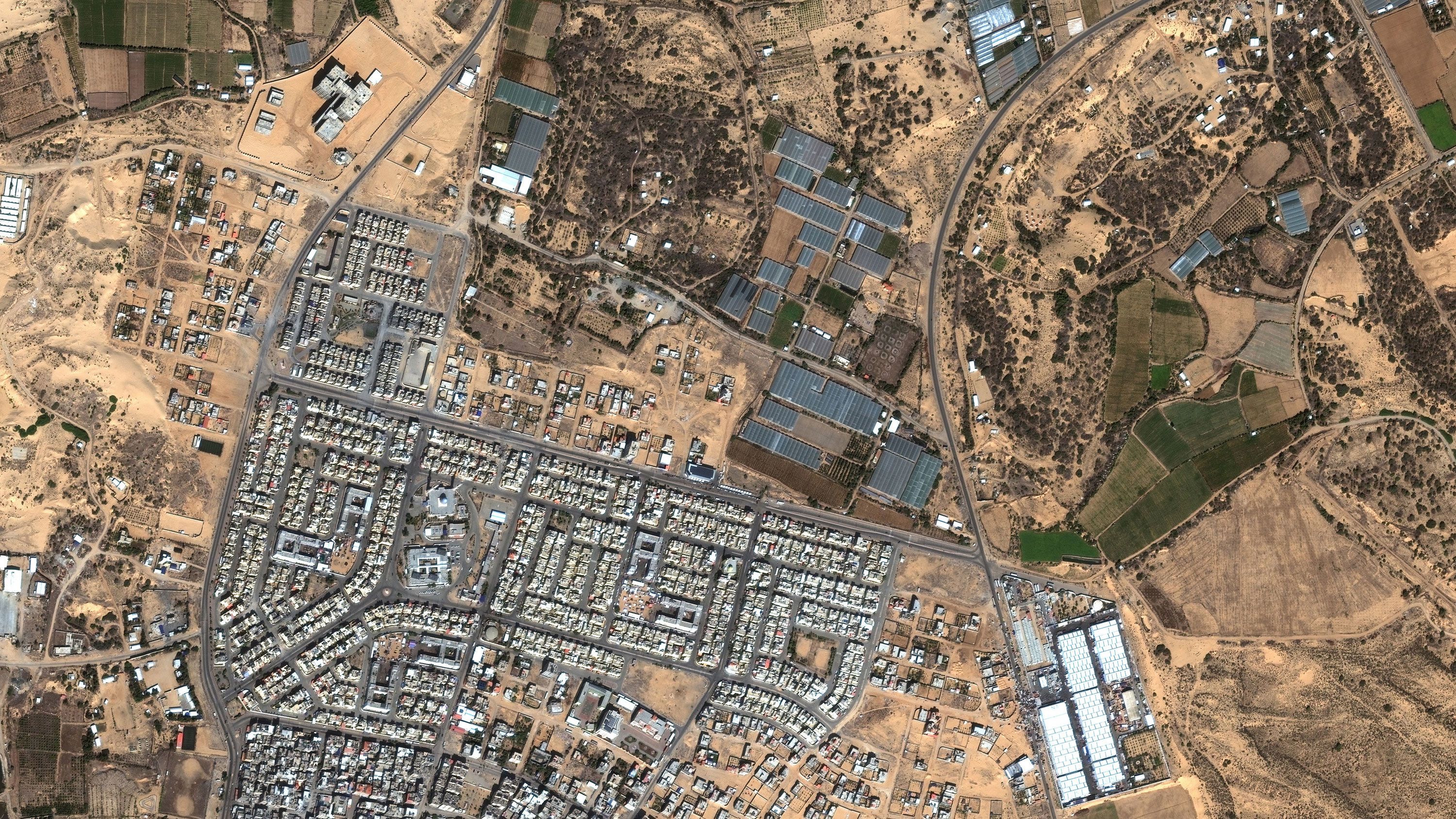 A satellite image shows Rafah, Gaza, on October 26, 2023.