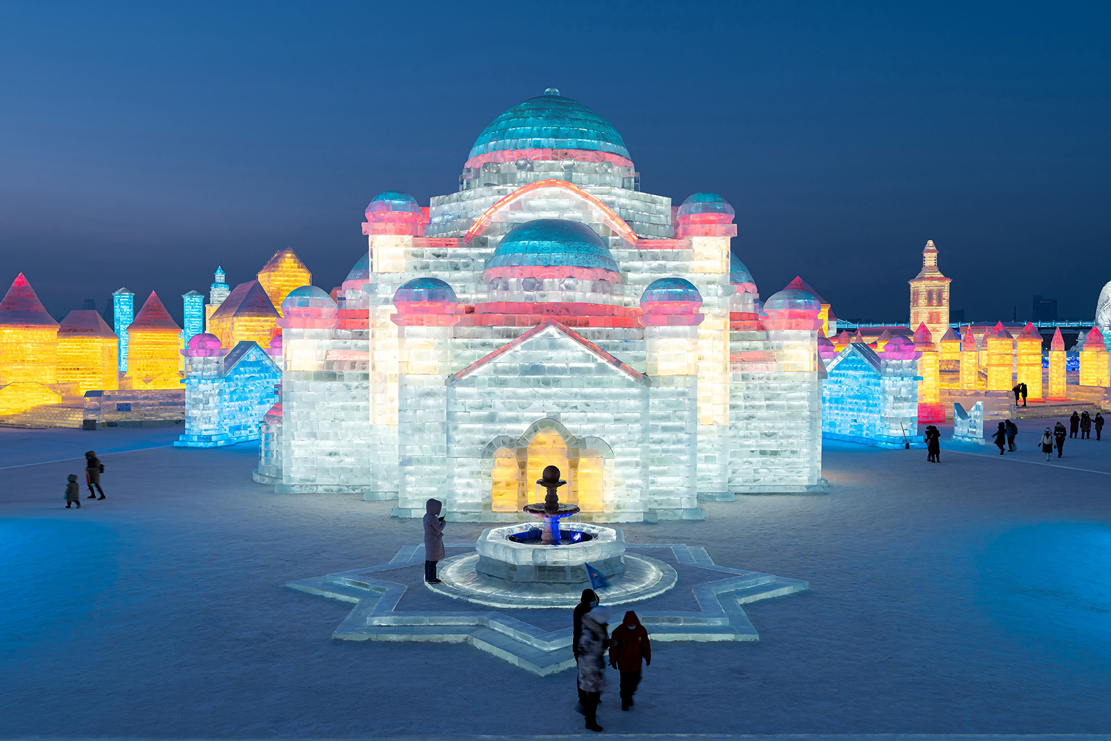 People look at ice sculptures at the Harbin Ice and Snow Festival in Harbin,China, on January 5.