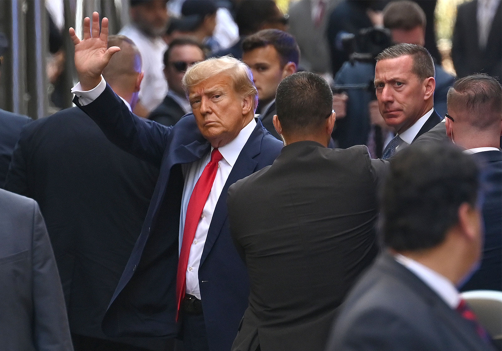 Former President Donald Trump arrives at Manhattan Criminal Court on Tuesday, April 4. 