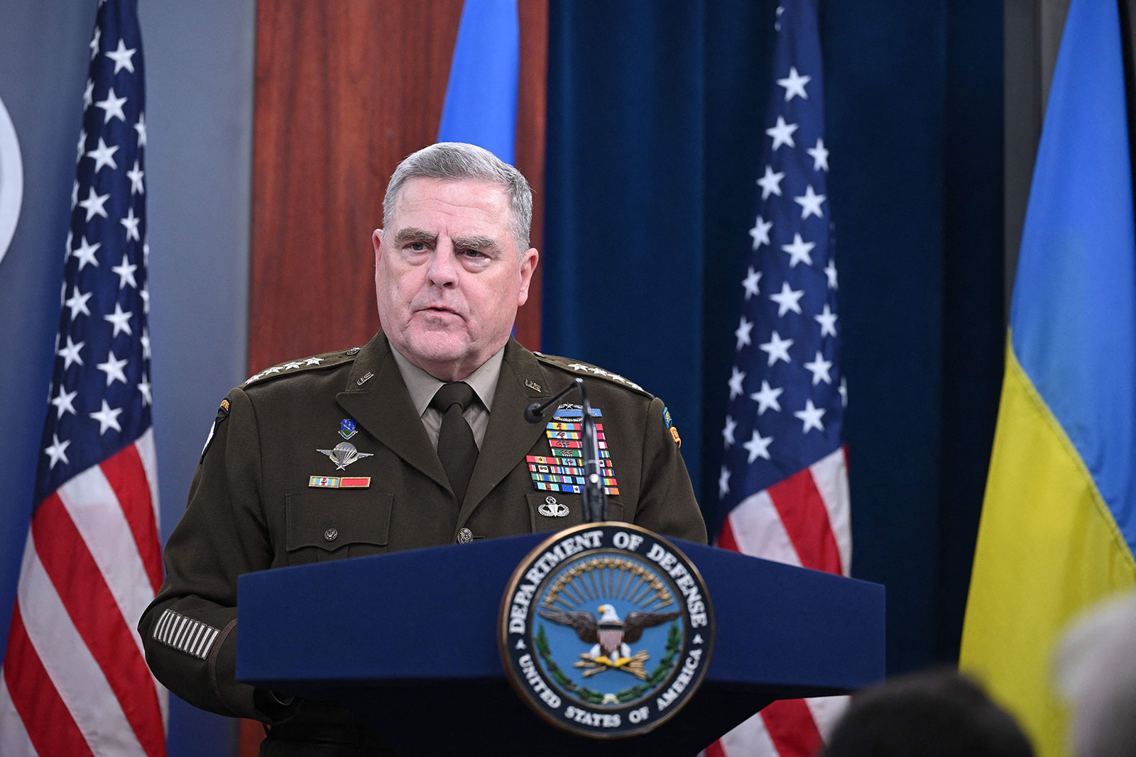 Chairman of the Joint Chiefs of Staff General Mark Milley speaks at a press conference at the Pentagon in Washington, DC, on November 16.