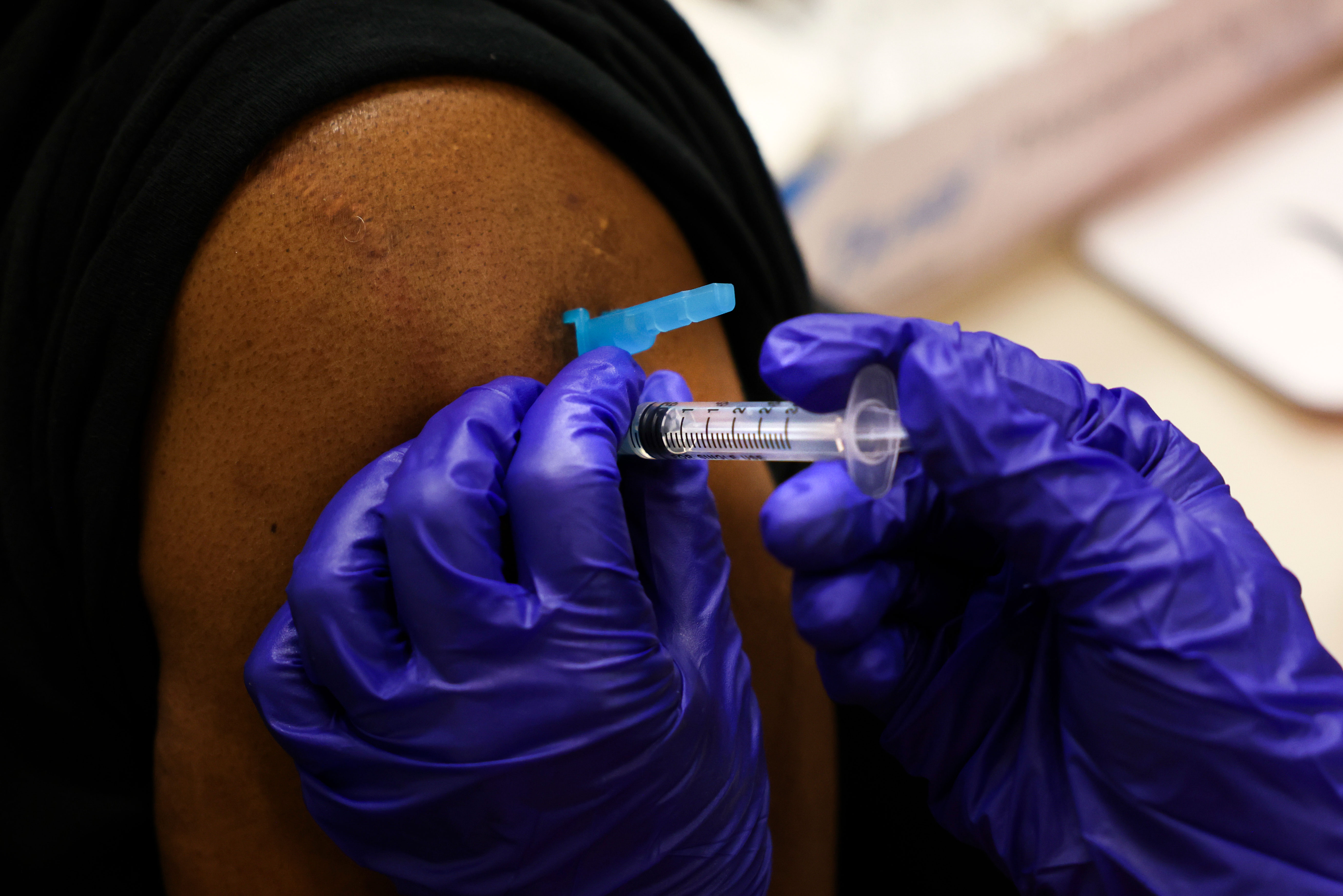 A person receives a dose of the Johnson & Johnson Covid-19 vaccine in Thornton, Colorado, on March 6.