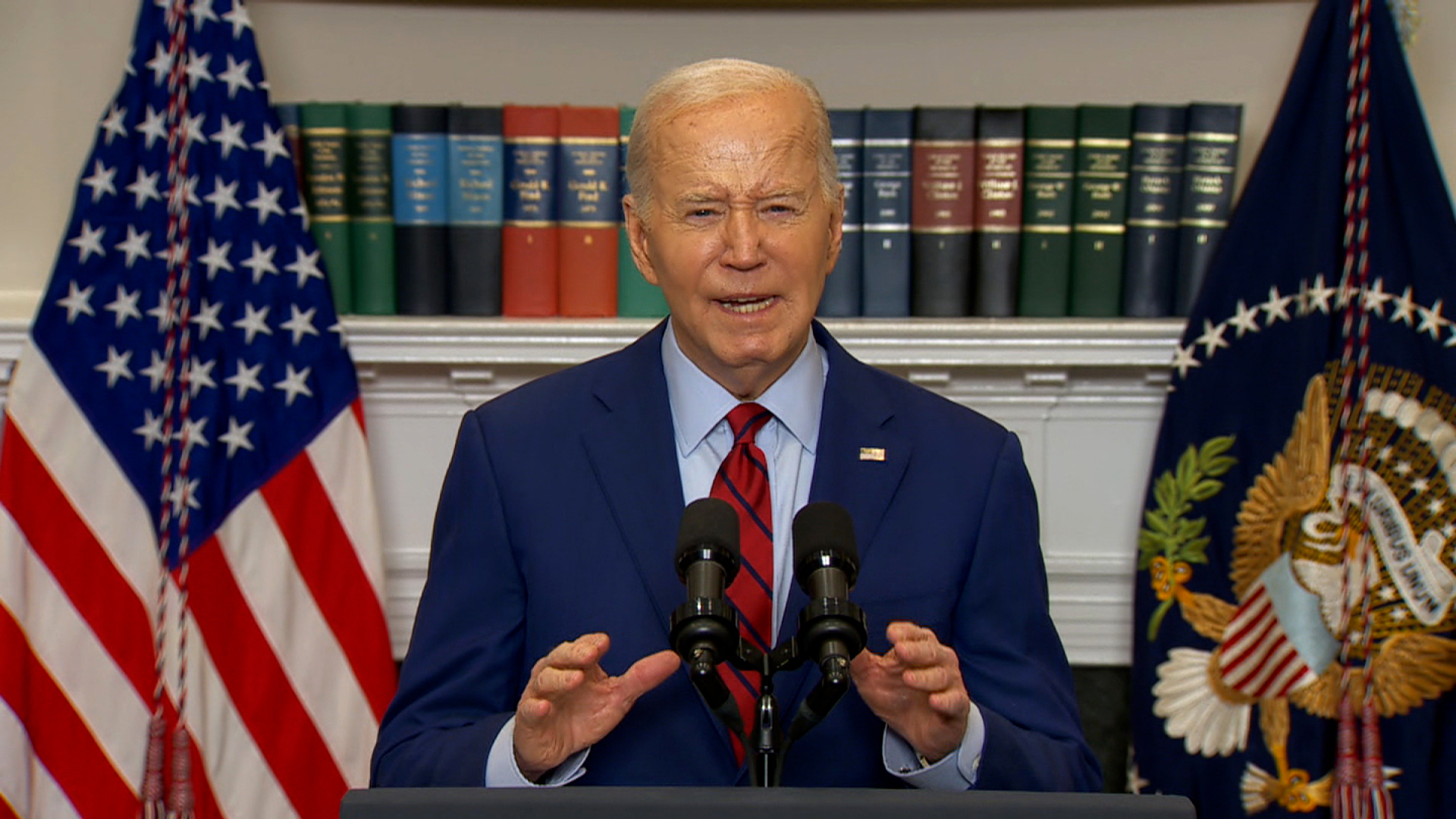 President Joe Biden speaks from the White House on Thursday, May 2. 