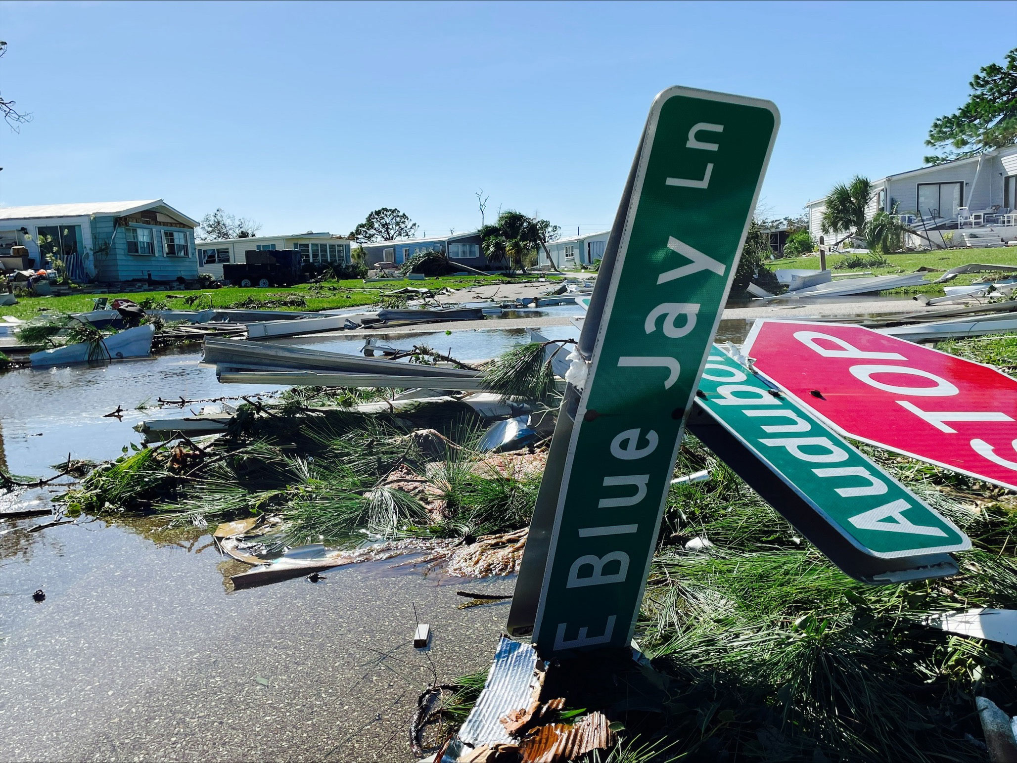 The aftermath of Hurricane Ian is seen in Rotunda, Florida on Thursday.