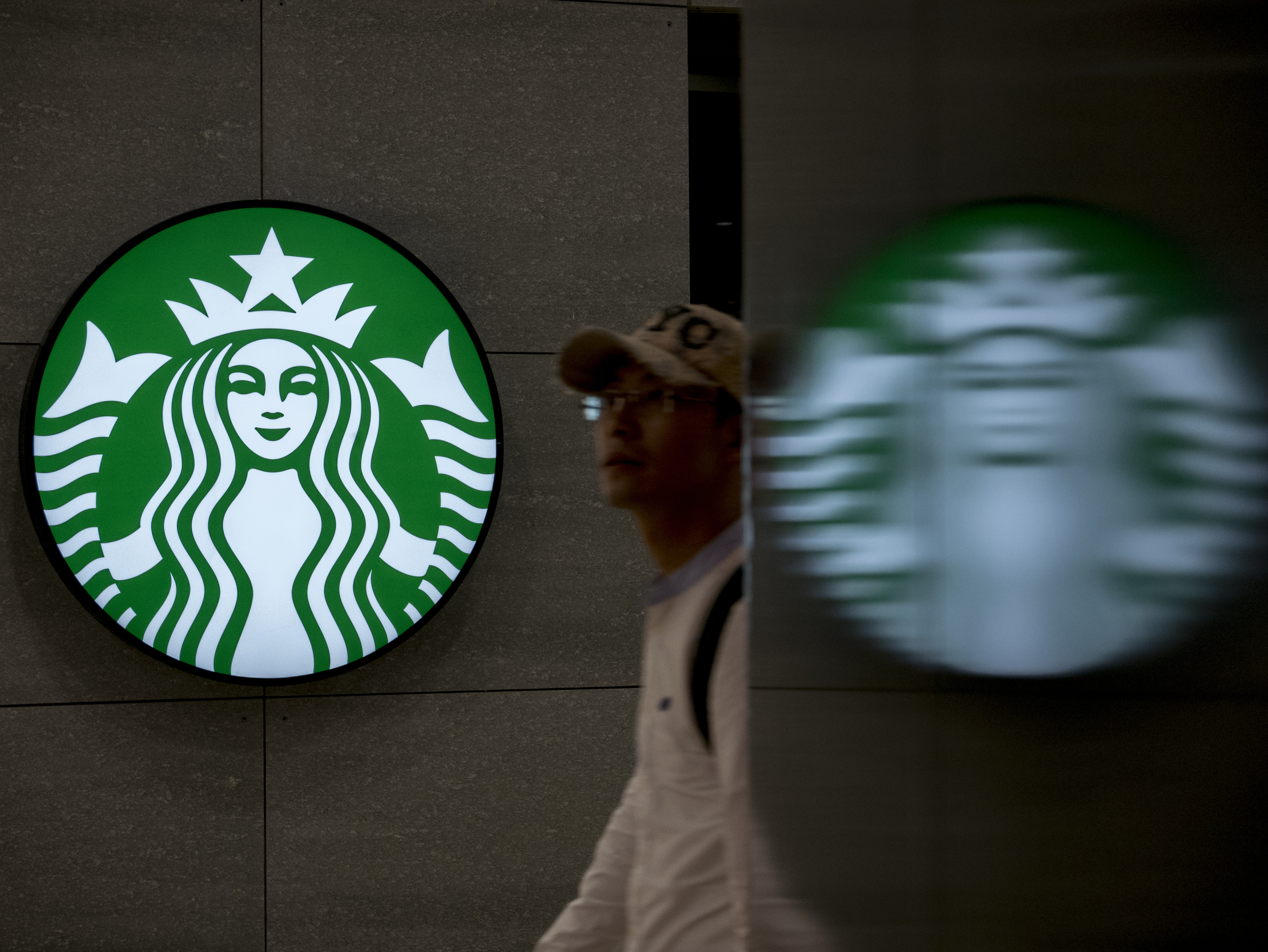 The logo of Starbucks is seen in this file photograph from 2015 in Yichang, a city in Hubei Province.