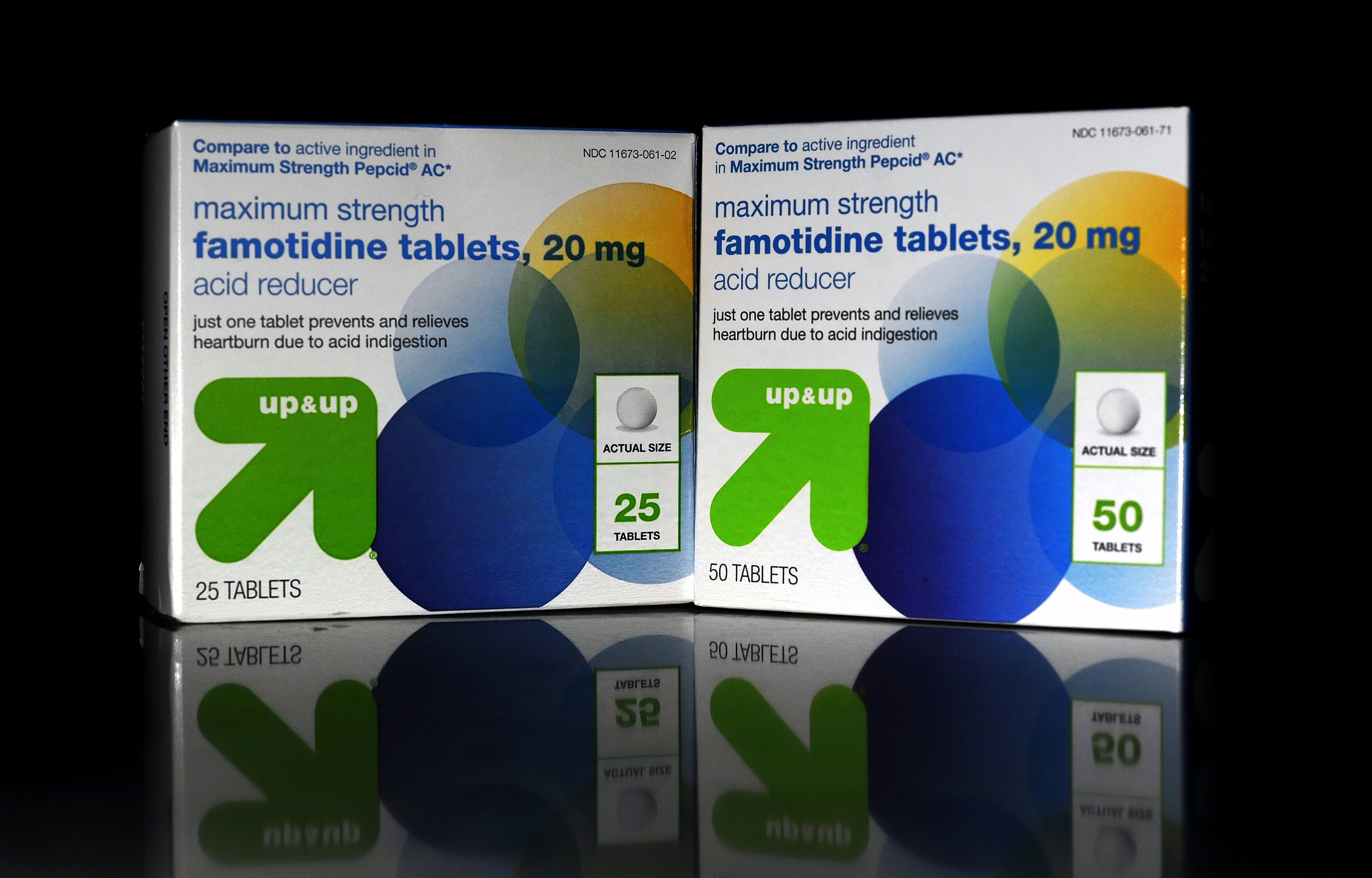 Packages of famotidine tablets are seen in this photo taken on April 27 in Orlando, Florida.