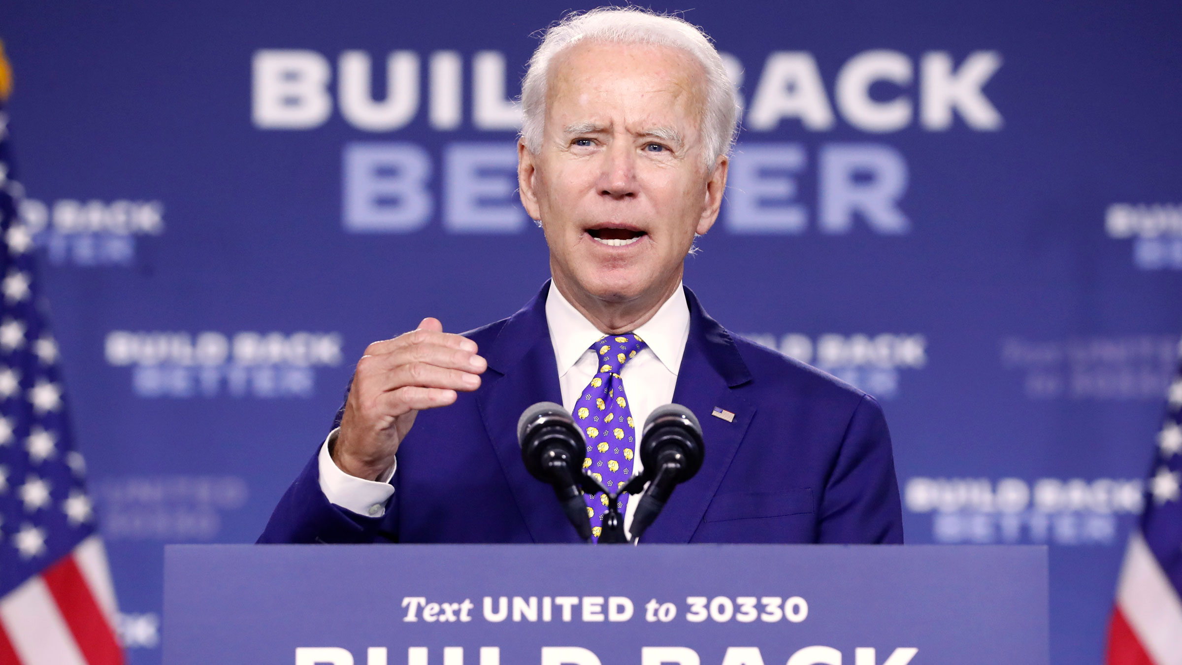 Joe Biden speaks at a campaign event in Wilmington, Delaware, on Tuesday.