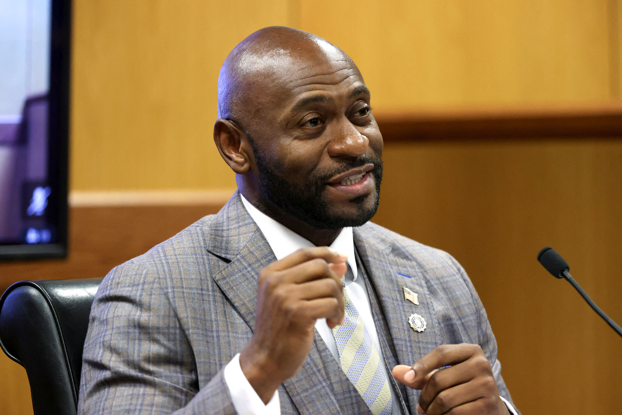 Fulton County Special Prosecutor Nathan Wade speaks during a hearing on February 15 in Atlanta.