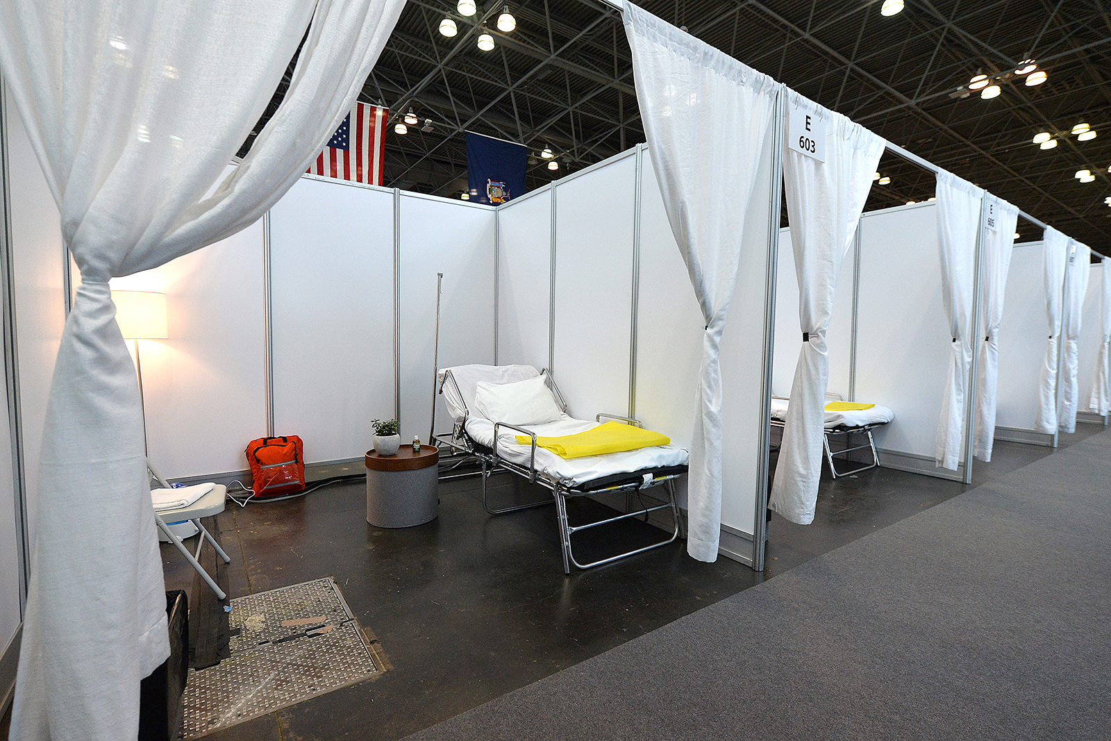 Makeshift hospital rooms at the Jacob Javits Convention Center in New York on March 27.