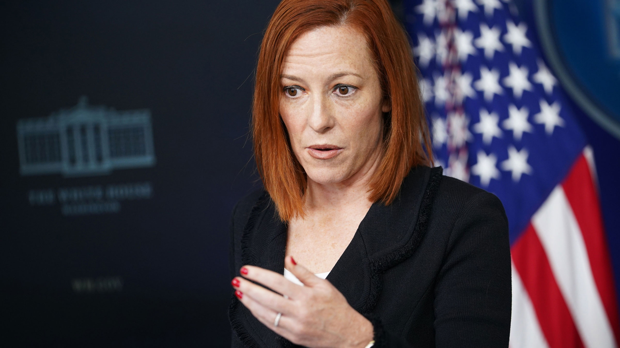 White House press secretary Jen Psaki speaks to reporters during the daily briefing on Friday.