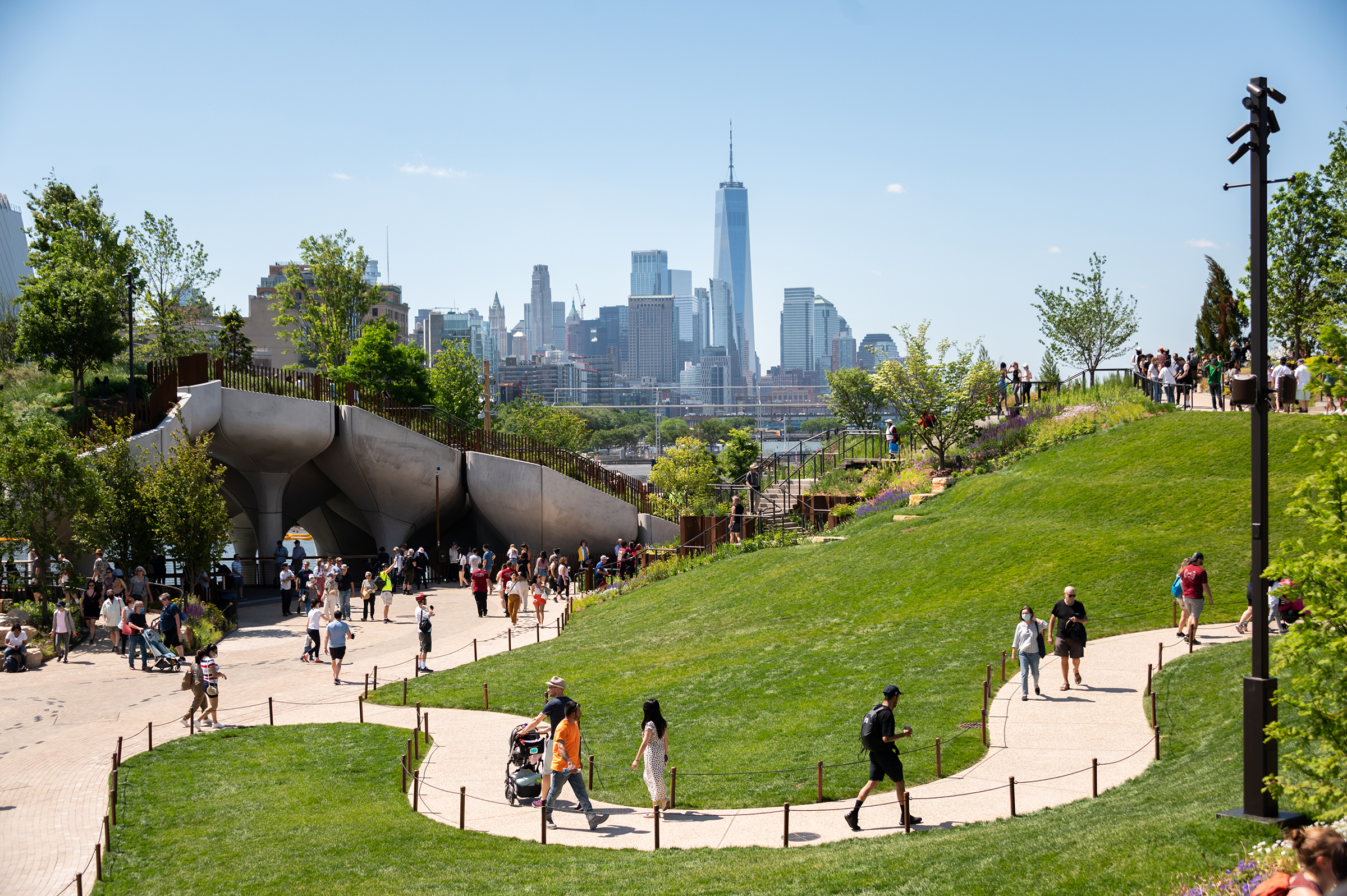 People visit Little Island Park on May 27, in New York City. 