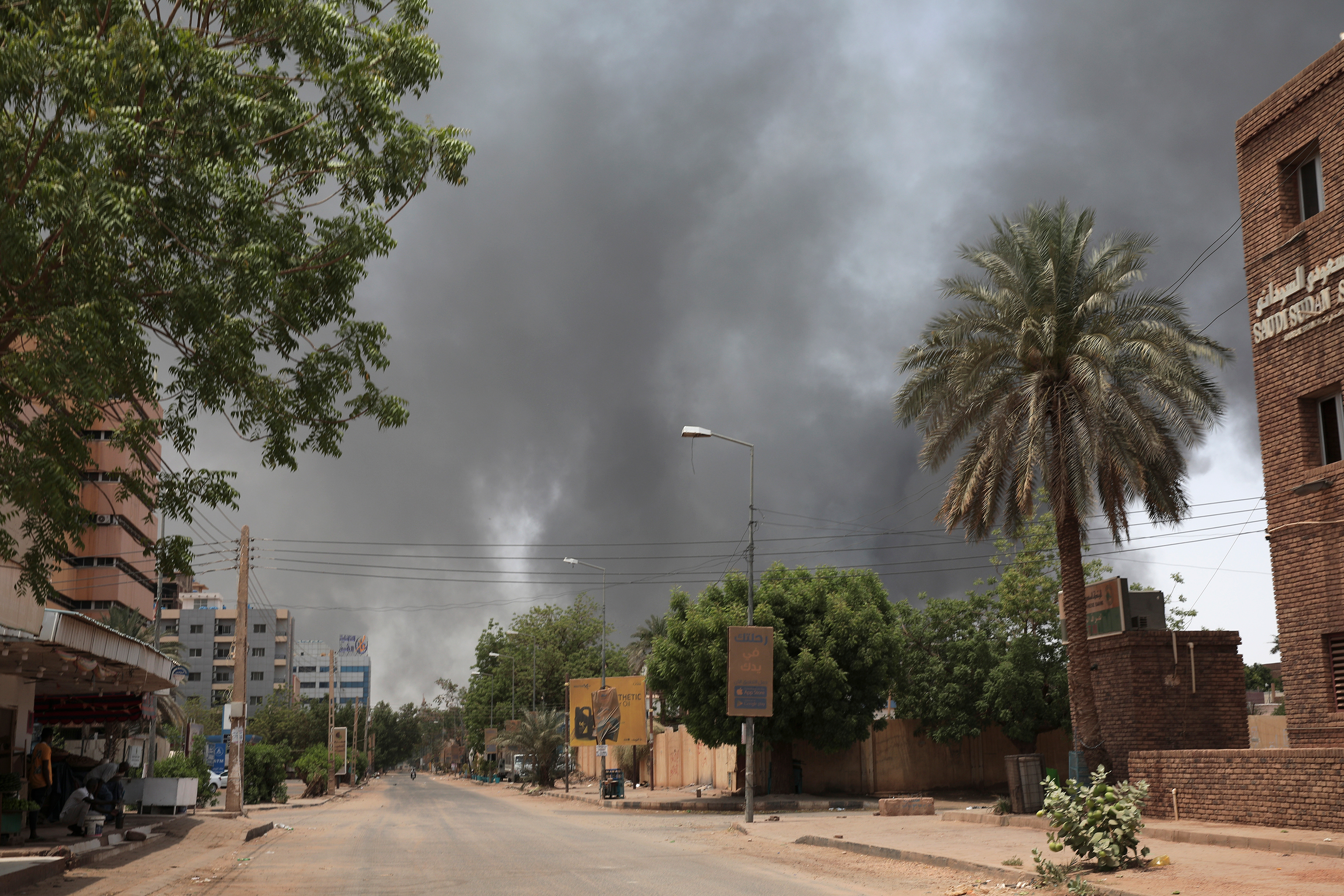 Smoke is seen rising in Khartoum, Sudan, on Saturday, April 15. 