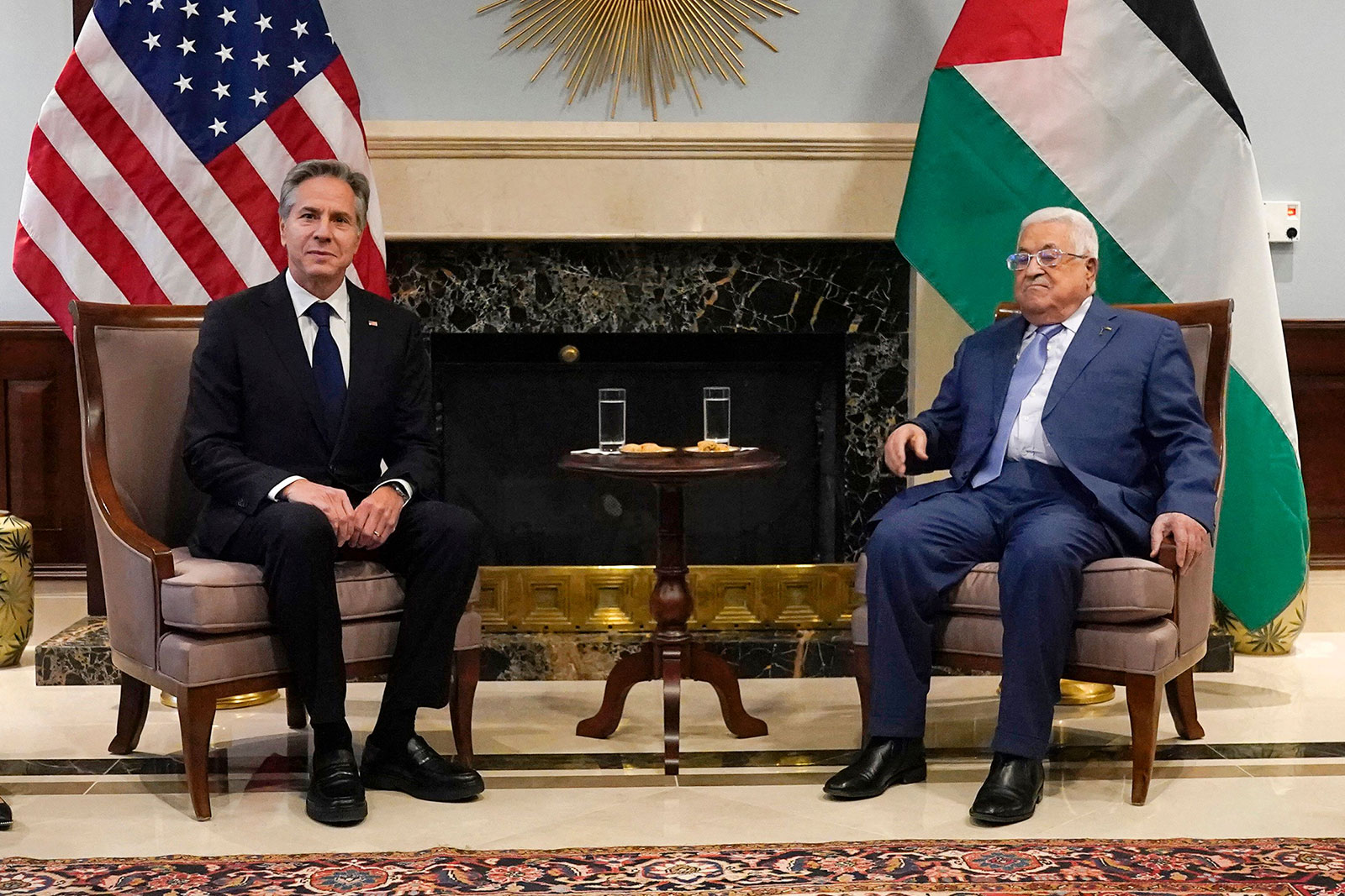 US Secretary of State Antony Blinken meets with Palestinian Authority President Mahmoud Abbas in Amman, Jordan, on Tuesday.