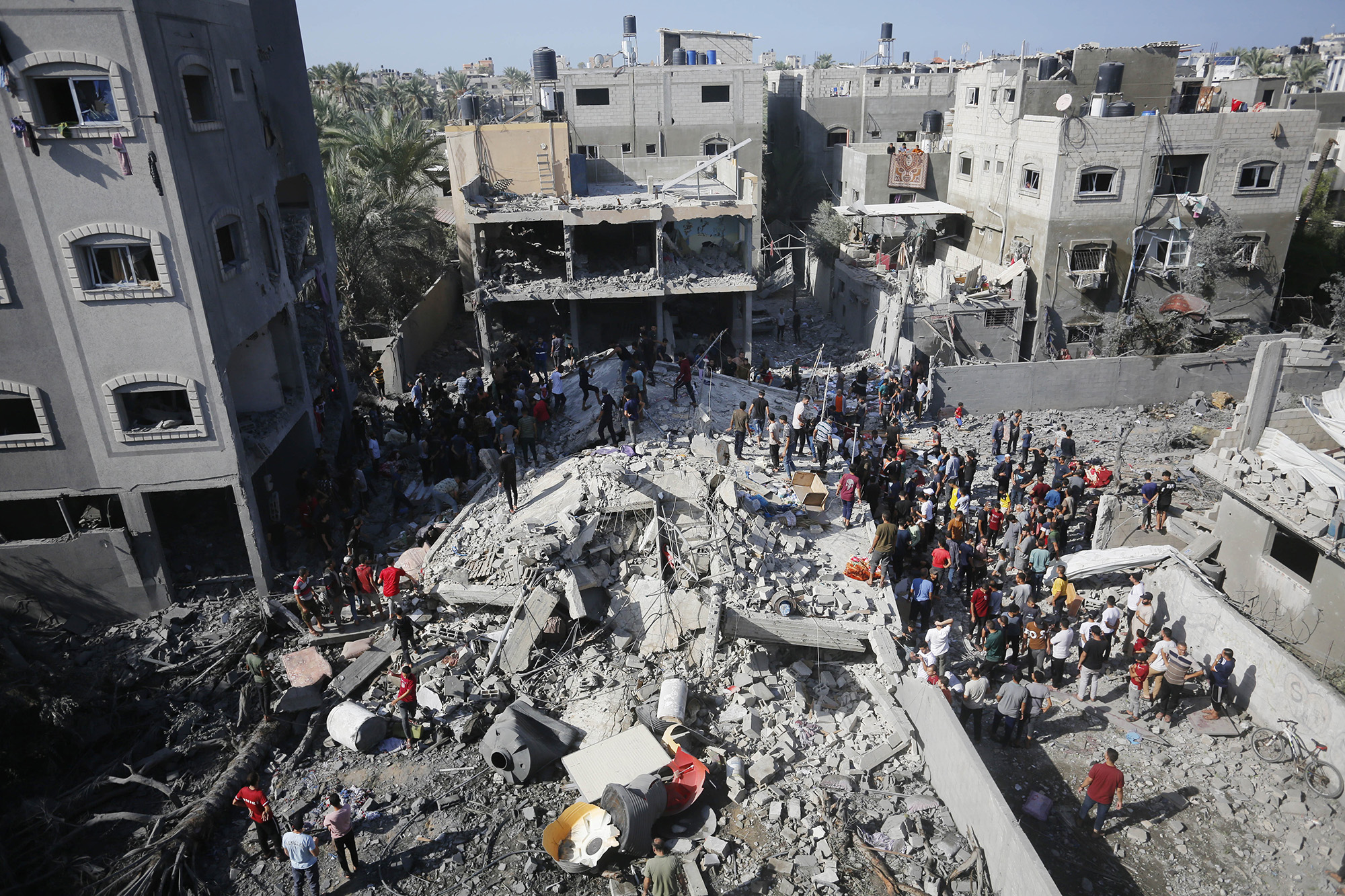 Efforts continue to rescue Palestinians trapped under the rubble of a building destroyed by an Israeli attack in Deir Al Balah, Gaza, on November 9.