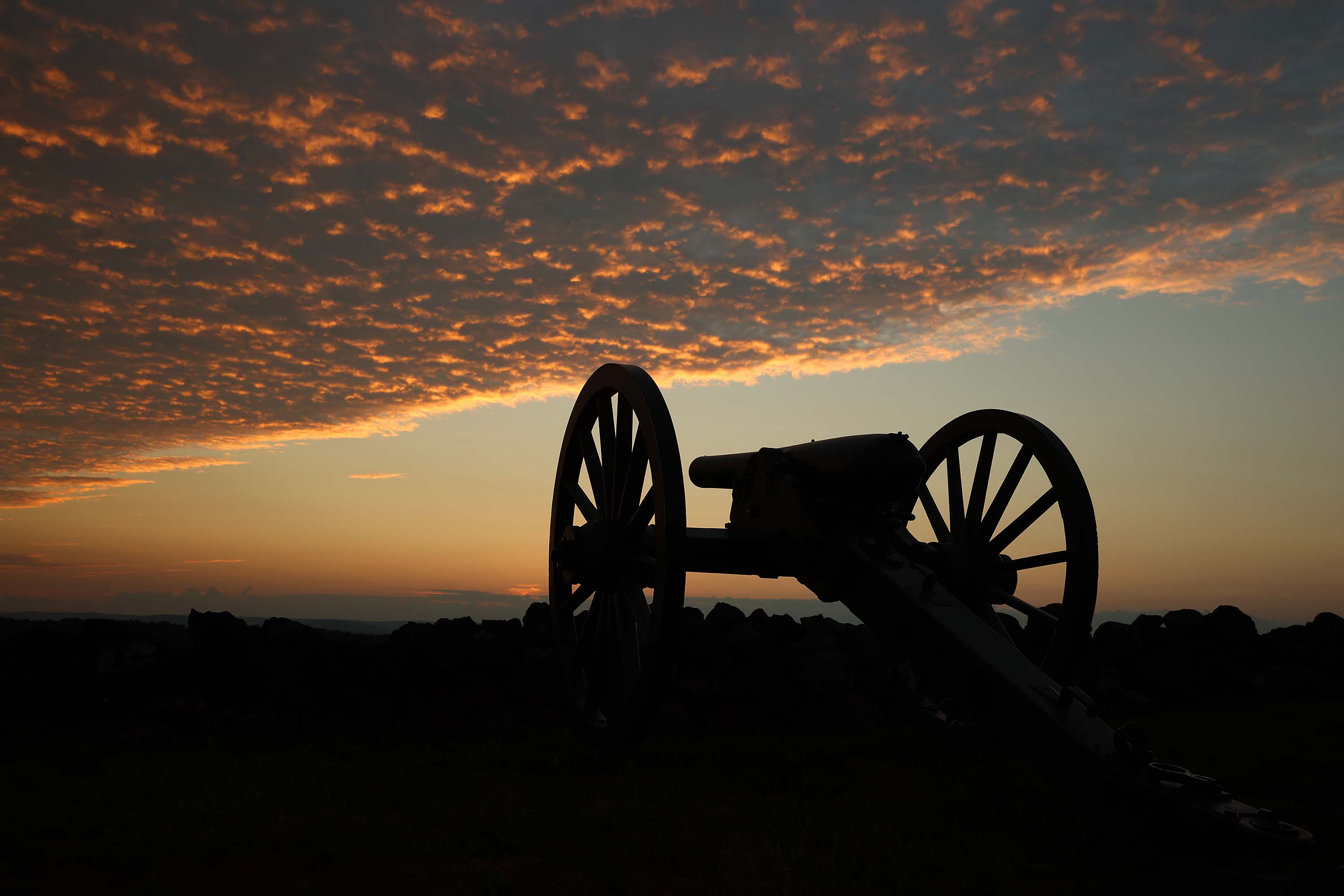 A canon stands at the Gettysburg National Military Park in Gettysburg, Pennsylvania, on August 11.