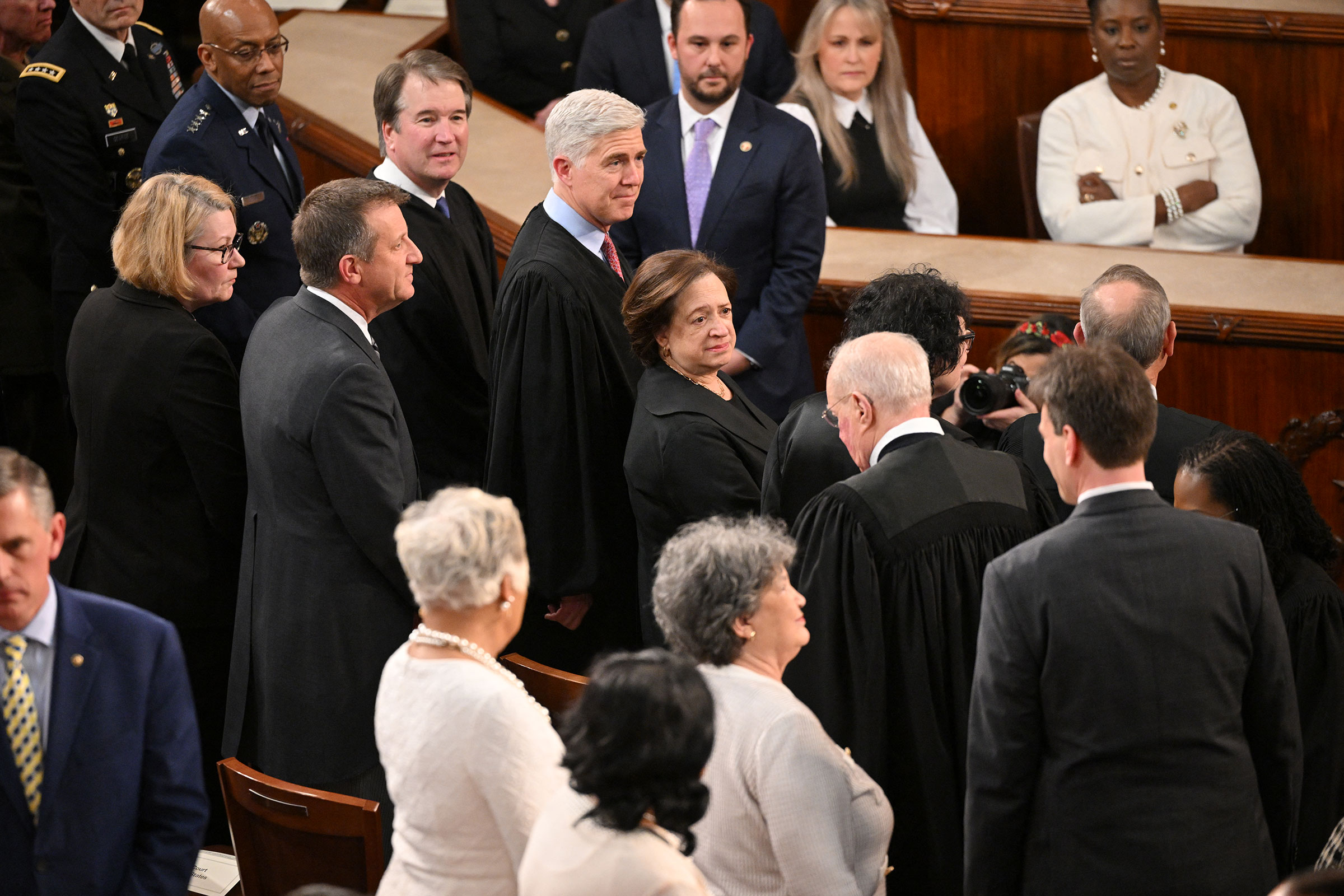 US Supreme Court Justices arrive to take their seats.
