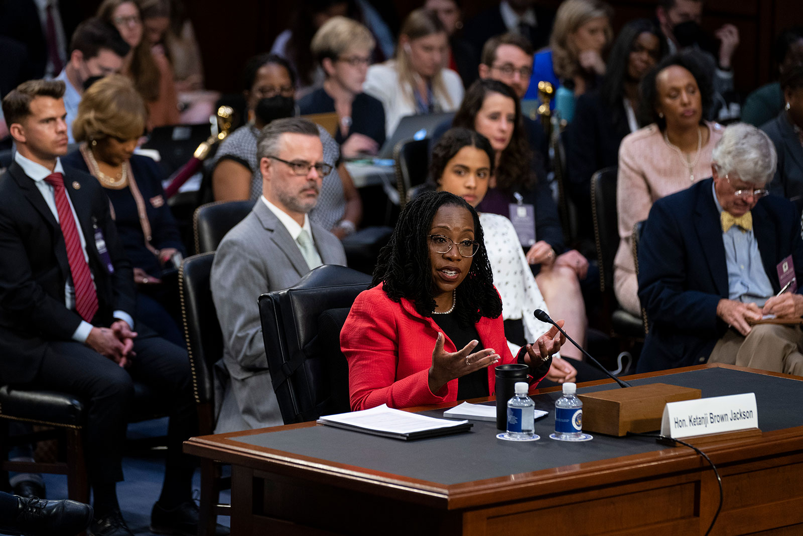 Supreme Court nominee Judge Ketanji Brown Jackson speaks during her confirmation hearing before the Senate Judiciary Committee Tuesday.