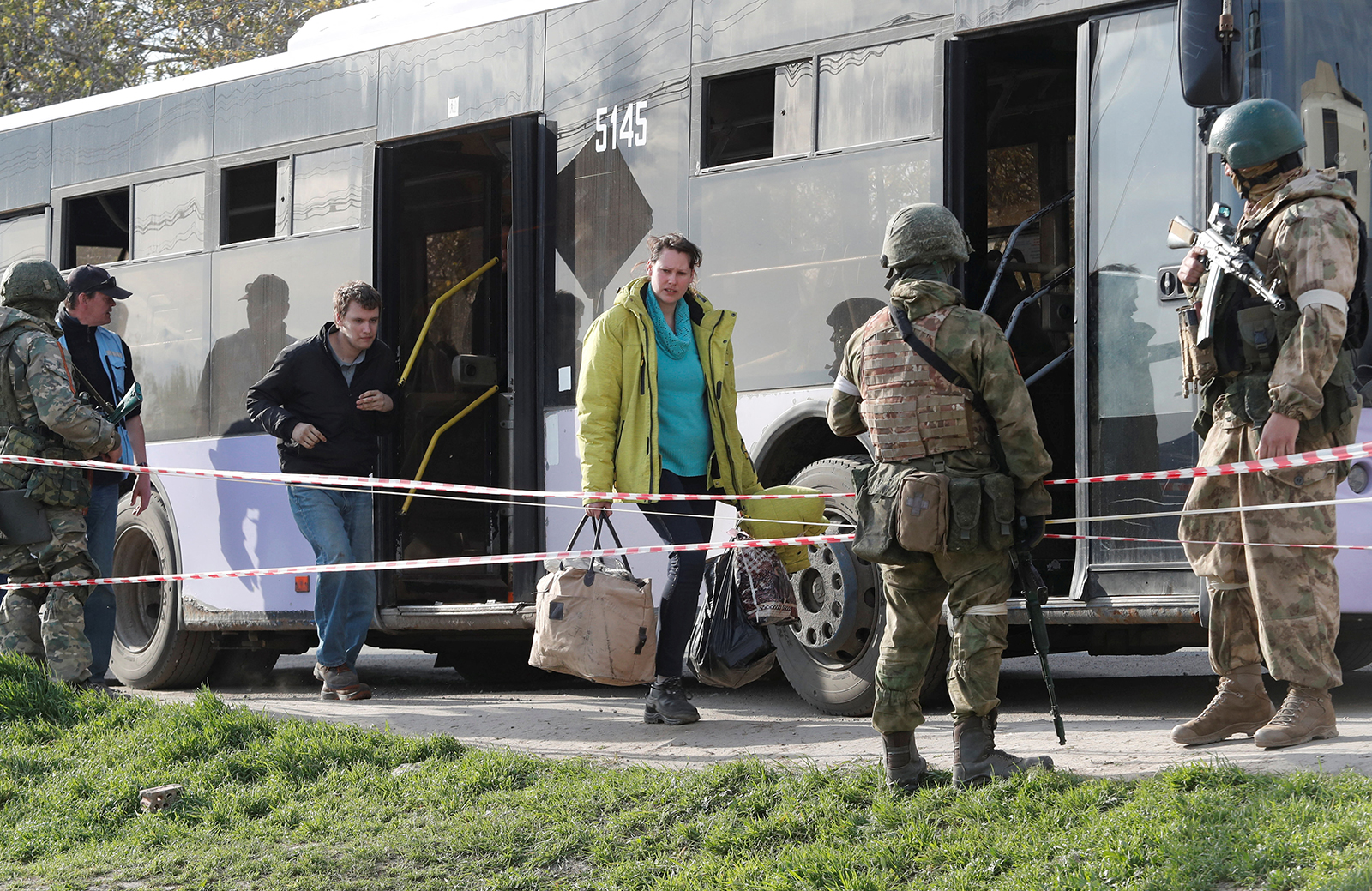 Natalia Usmanova, a 37-year-old employee of the Azovstal steel plant who was evacuated from Mariupol, arrived at a temporary accommodation center during the Ukraine-Russia conflict in the village of Bizimeny in Donetsk region, Ukraine on May 1.