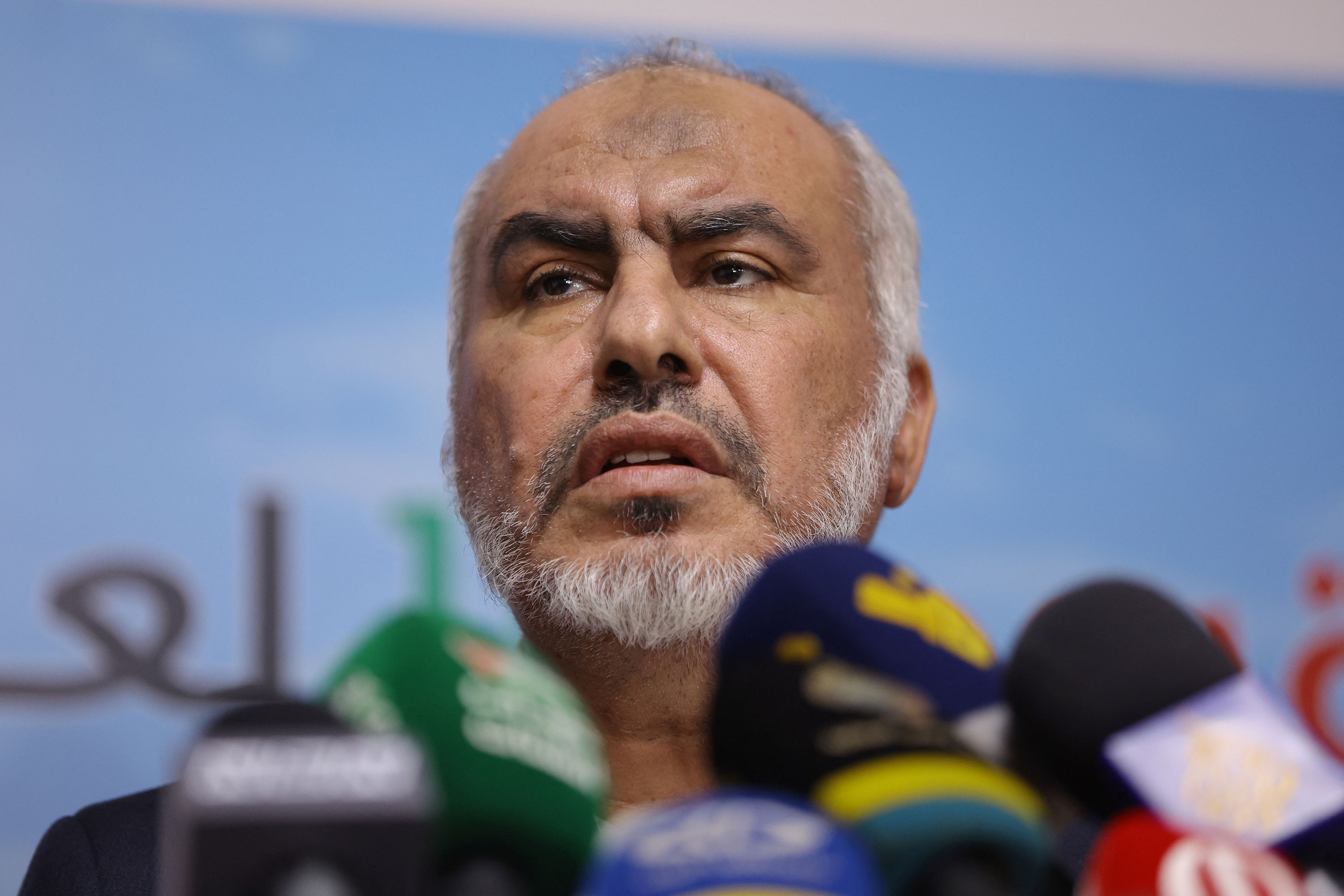 Hamas official Ghazi Hamad speaks at a press conference in Beirut, Lebanon, on October 28. 